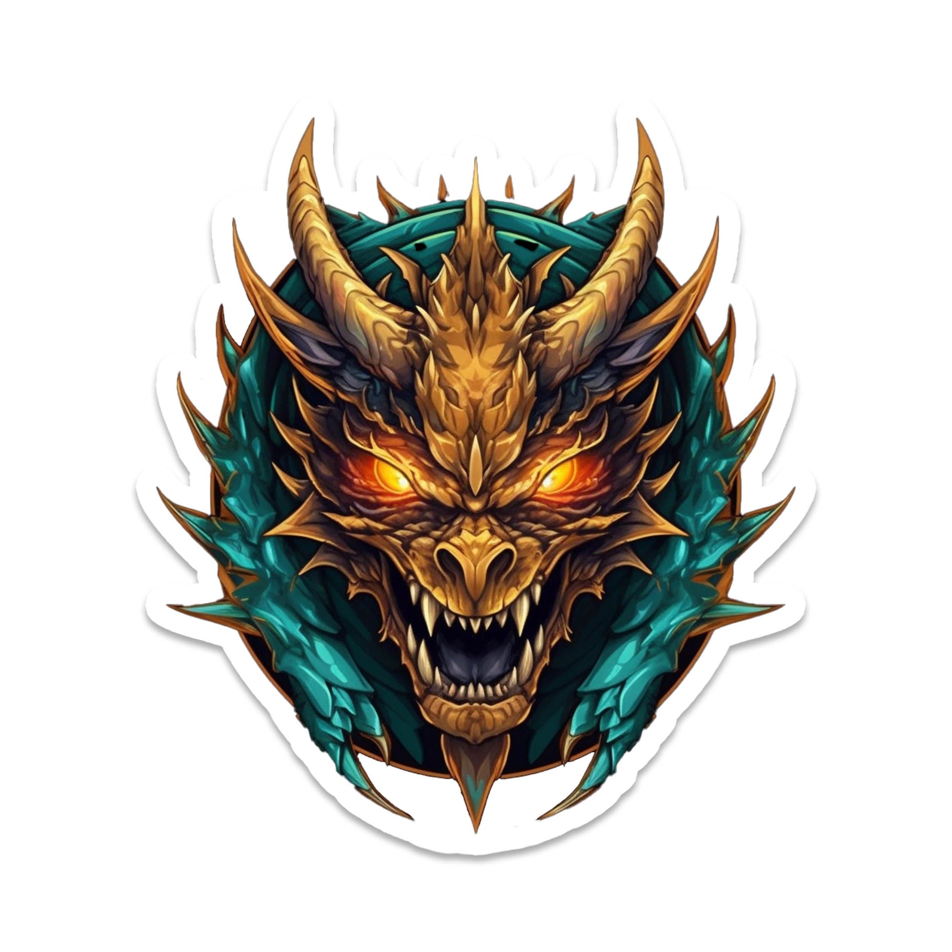 Mounted Gold Dragon Head Vinyl Sticker Fantasy RPG Decal for Water Bottle Laptop Car Tumbler DnD Gift for Dragon and Tabletop Fans