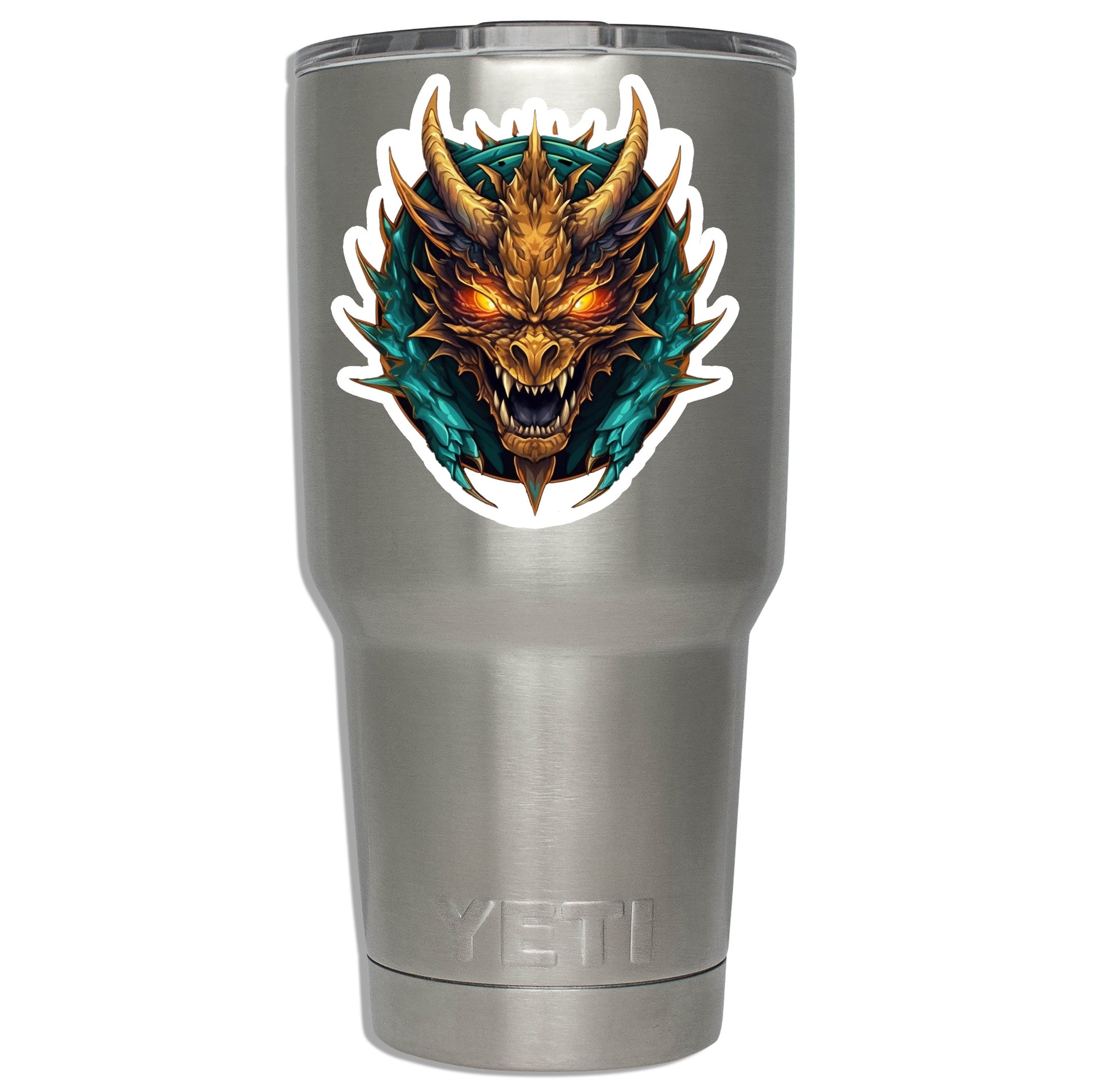 Mounted Gold Dragon Head Vinyl Sticker Fantasy RPG Decal for Water Bottle Laptop Car Tumbler DnD Gift for Dragon and Tabletop Fans