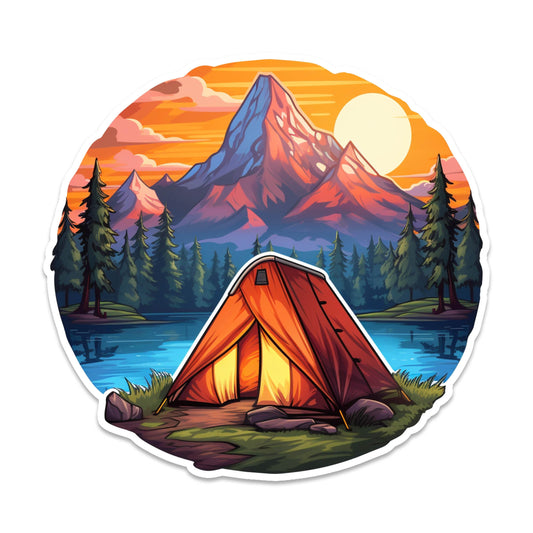 Lake Camping Vinyl Sticker | Hiking Nature Decal for Car, Truck, Water Bottle, Laptop, Journal | Explore More Outdoor Graphic