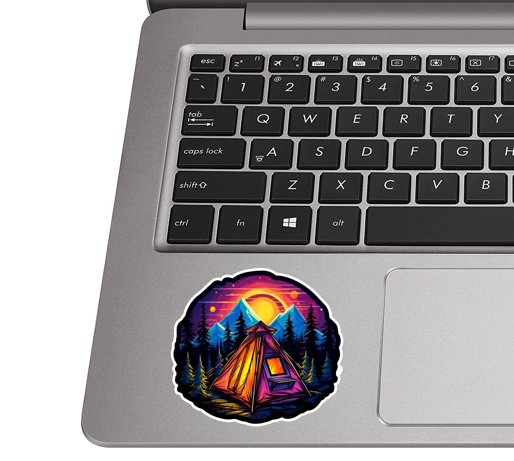 Twin Peaks Sunset Camping Vinyl Sticker Scenic RV Adventure Decal for Water Bottle Laptop Car Cooler Journal Nature Collectible Gift