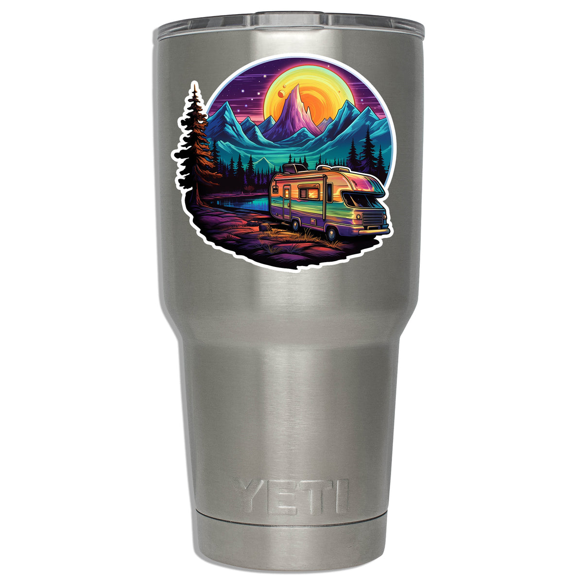 Psychedelic RV Camper Vinyl Sticker Trippy Retro Travel Decal for Laptop Water Bottle Cooler Van Life Journal Collectible Hippie Gift