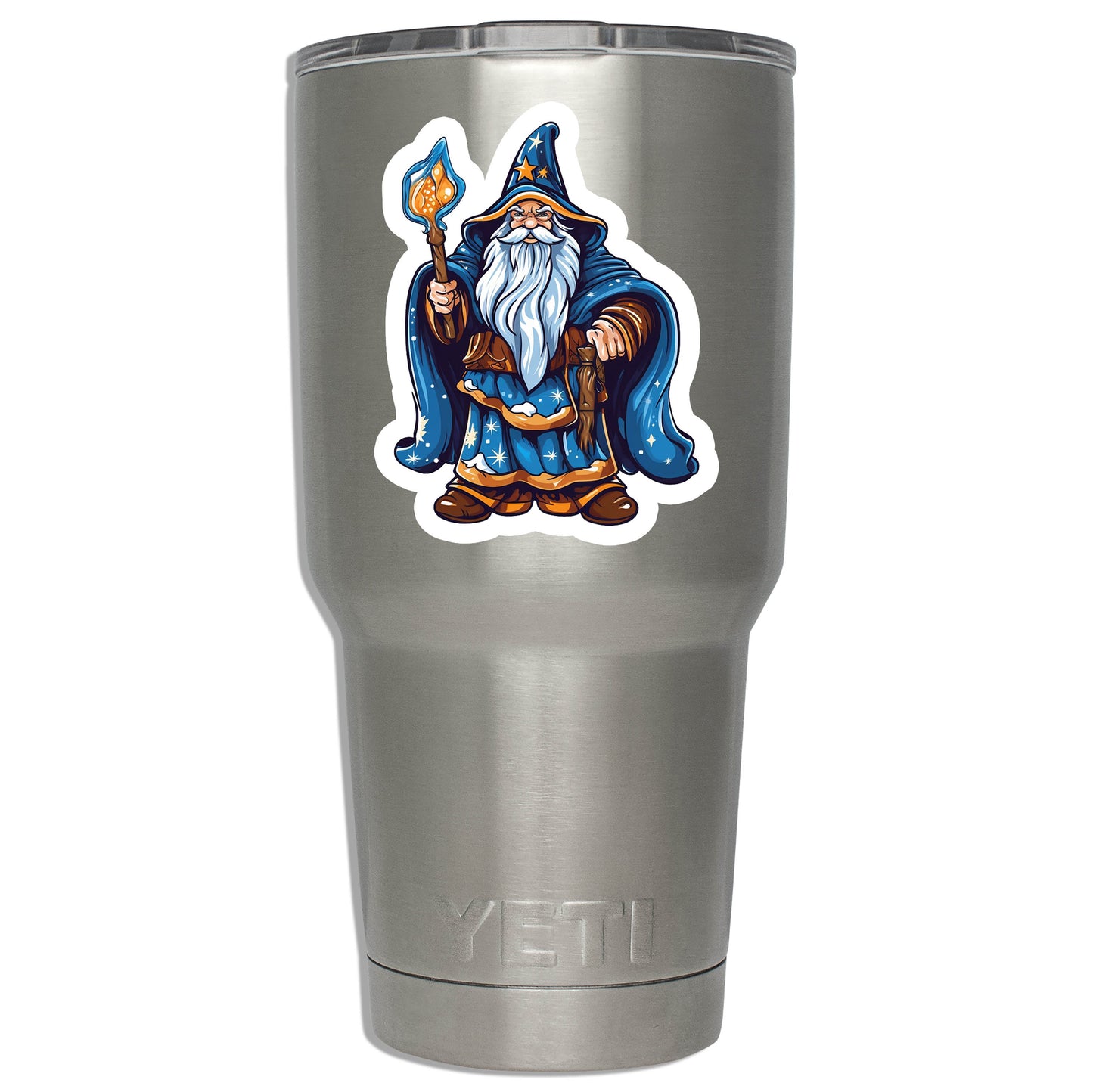 Cartoon Blue Robed Wizard Vinyl Sticker