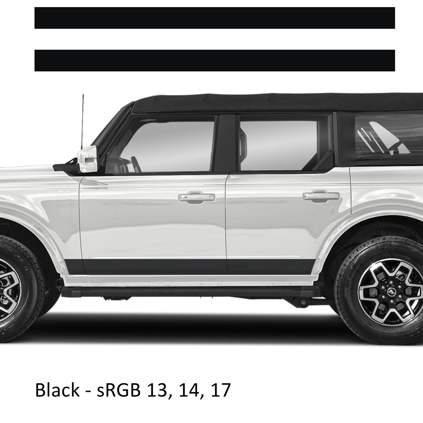 Blackout Side Skirt Rocker Panel Stripe Kit Decals Fits Ford Bronco (4 Door) 2020 - Current