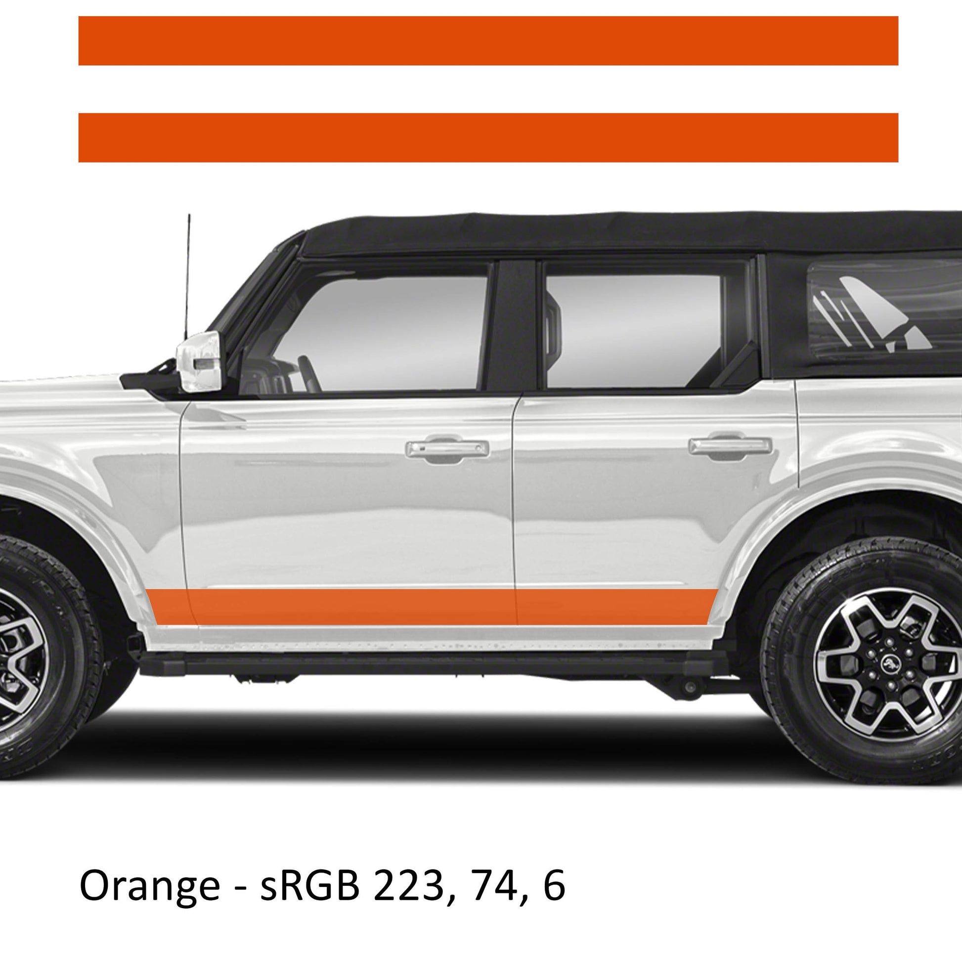 Blackout Side Skirt Rocker Panel Stripe Kit Decals Fits Ford Bronco (4 Door) 2020 - Current