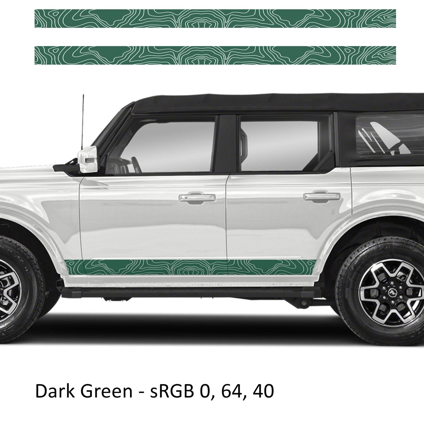 Topographic Side Skirt Stripe Kit Decals Fits Ford Bronco (4 Door) 2020 - Current