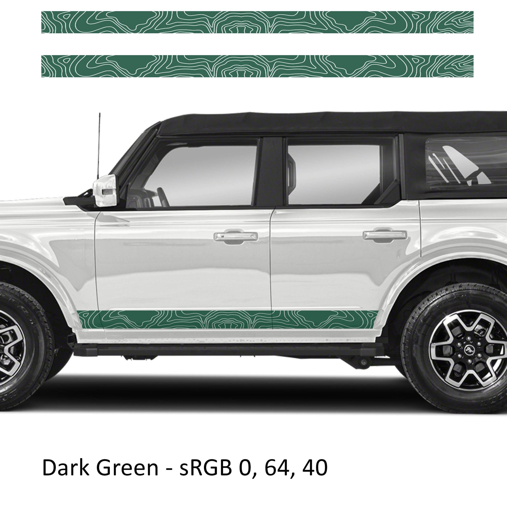 Topographic Side Skirt Stripe Kit Decals Fits Ford Bronco (4 Door) 2020 - Current