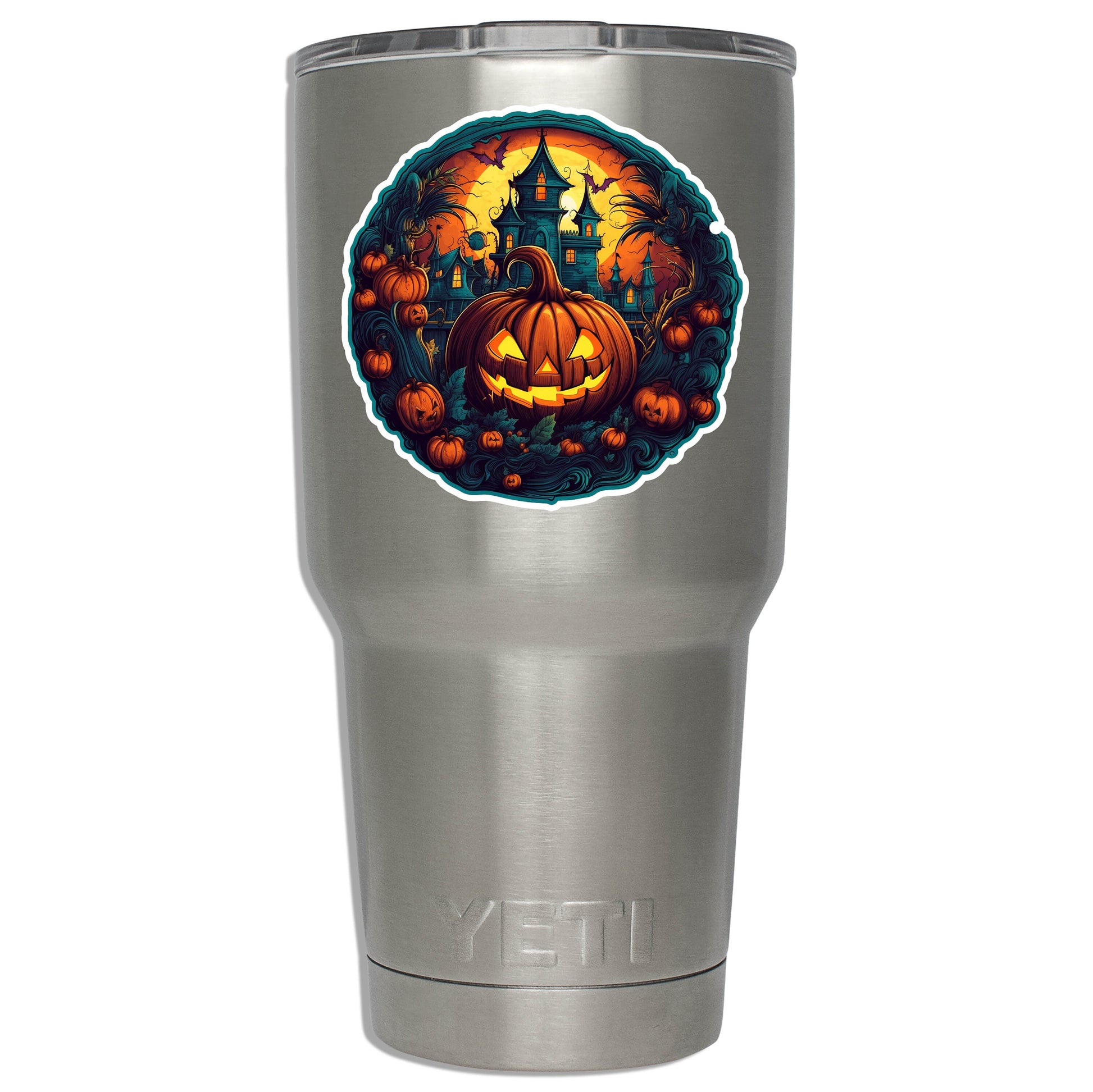 Haunted House Pumpkin Patch Halloween Vinyl Sticker Jack O Lantern Spooky Collectible Decal for Laptop Water Bottle or Car