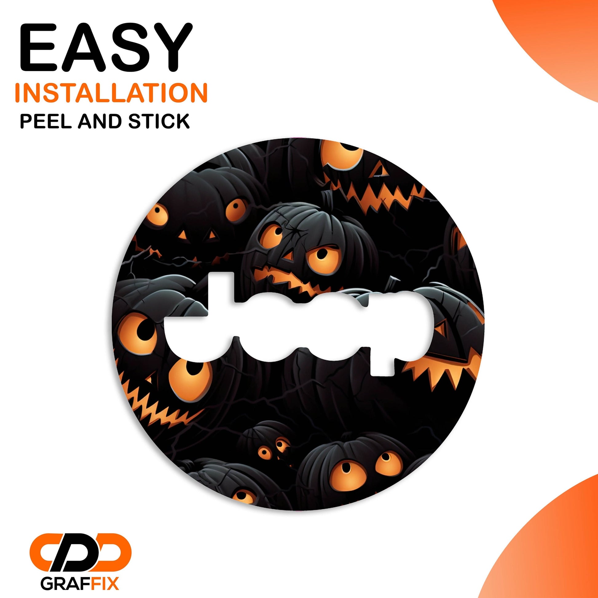 Shadowed Halloween Jack-O-Lantern Steering Wheel Decal Overlay Accessory for Jeep Vehicles