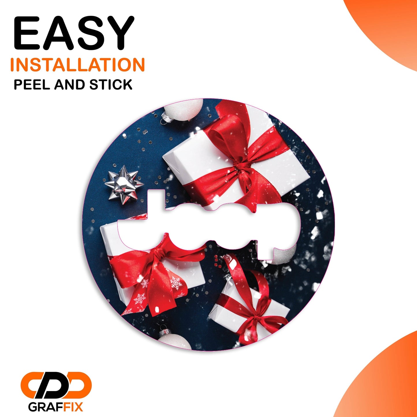 Red and White Christmas Gifts Steering Wheel Decal Overlay Holiday Horn Wrap Accessory for Jeep Gladiator Wrangler Cherokee Style Interior