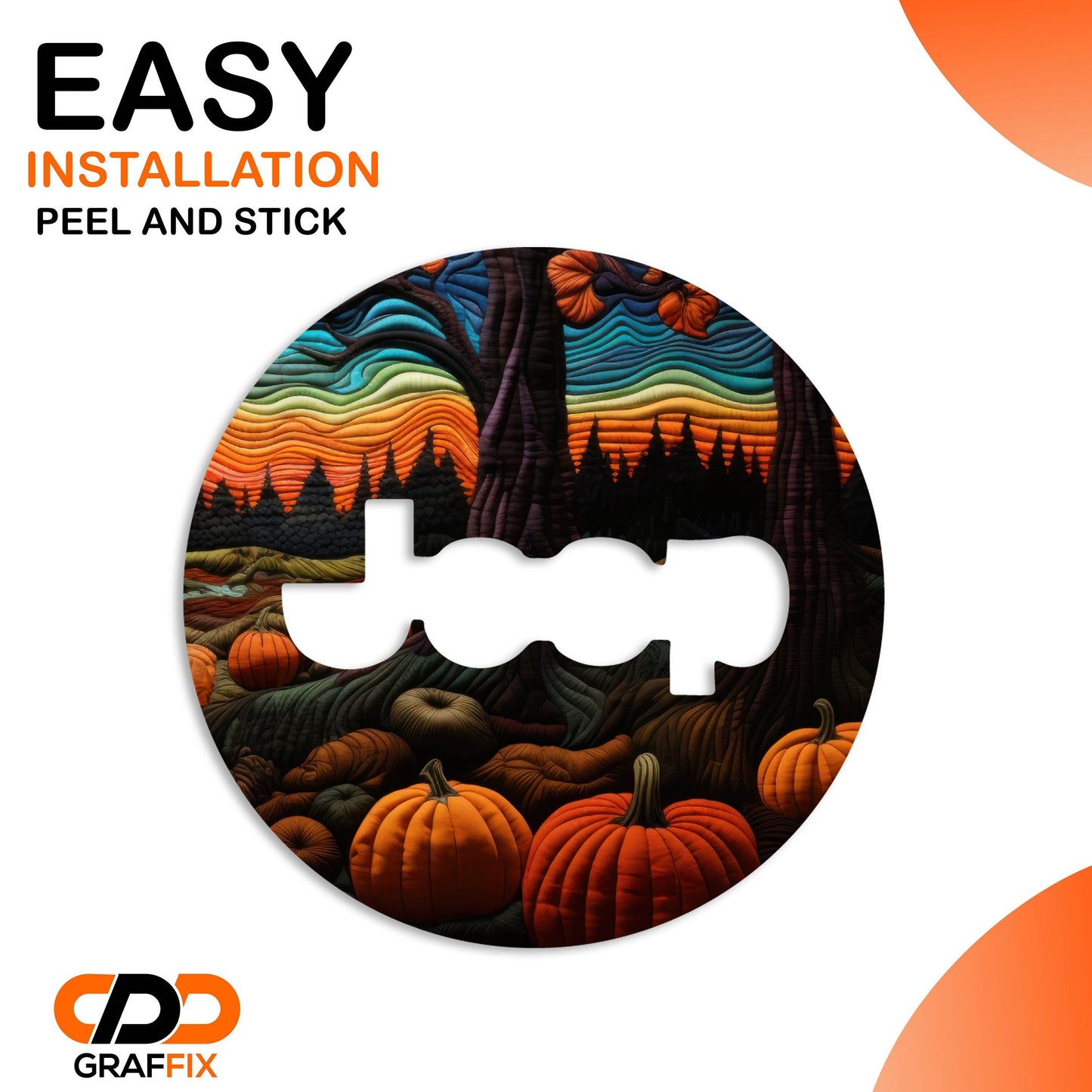 Stitched Halloween Scenery Steering Wheel Decal Overlay Accessory for Jeep Vehicles