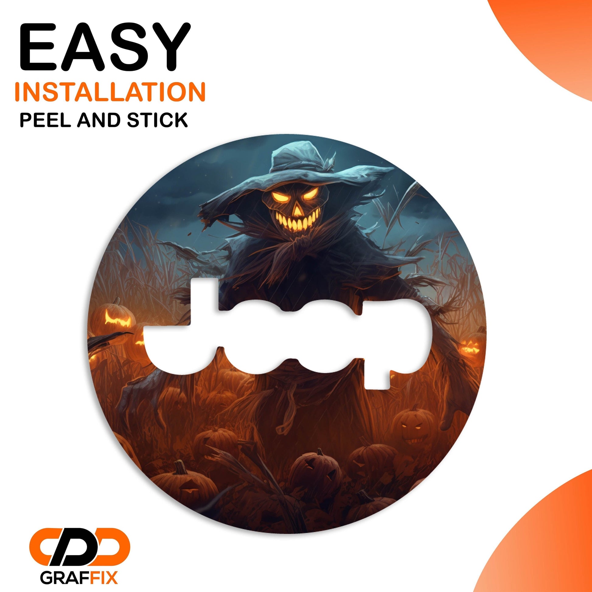 Spooky Halloween Scarecrow Steering Wheel Decal Overlay Accessory for Jeep Vehicles