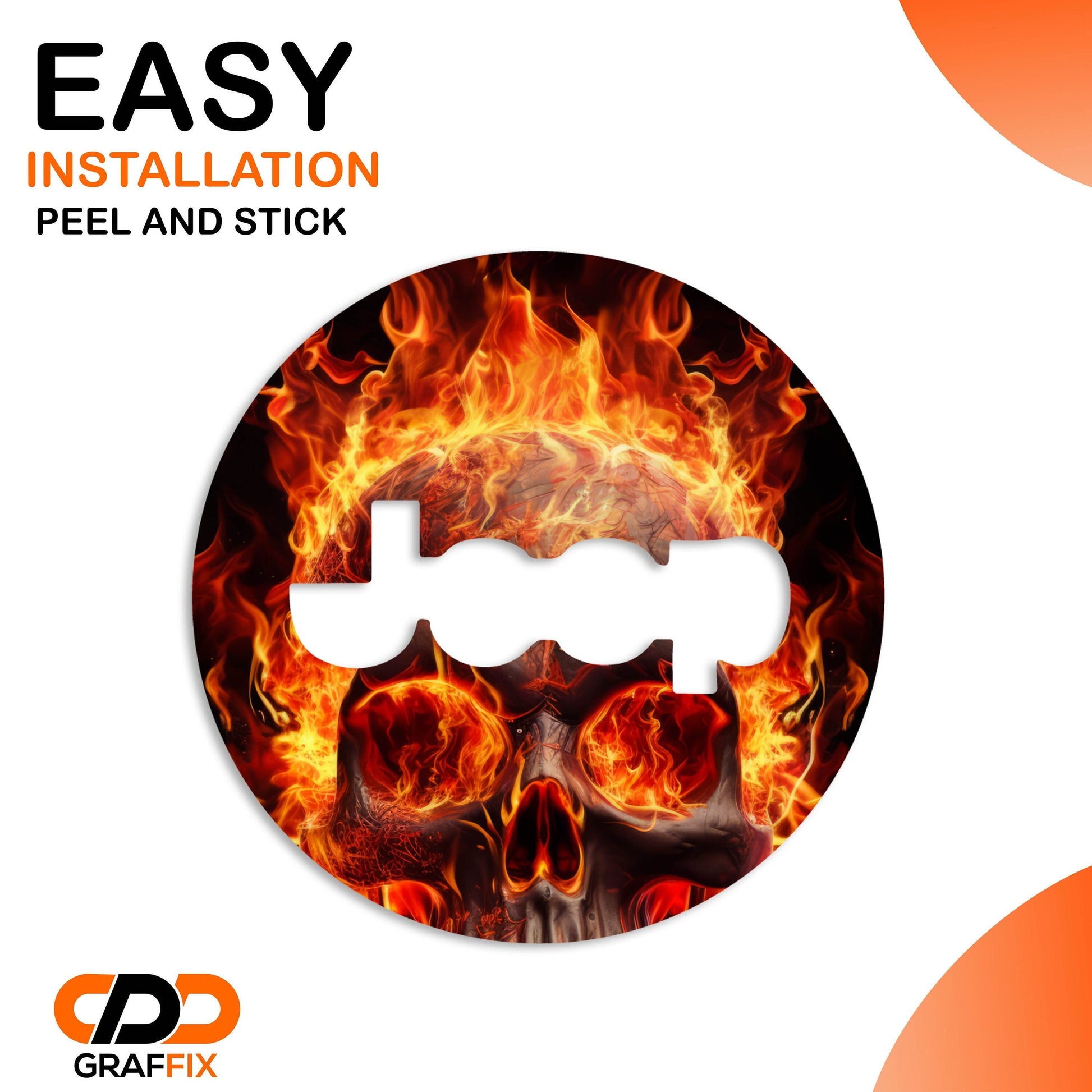 Flaming Skull Steering Wheel Decal Overlay Accessory for Jeep Vehicles