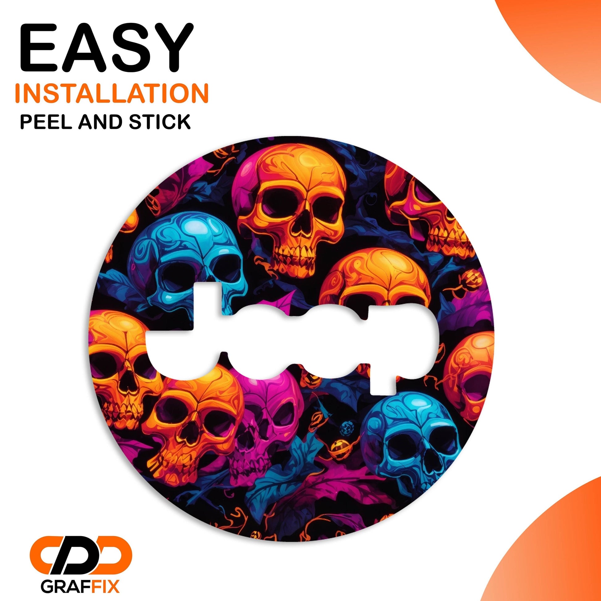 Skulls & Pumpkin Print Halloween Steering Wheel Decal Overlay Accessory for Jeep Vehicles