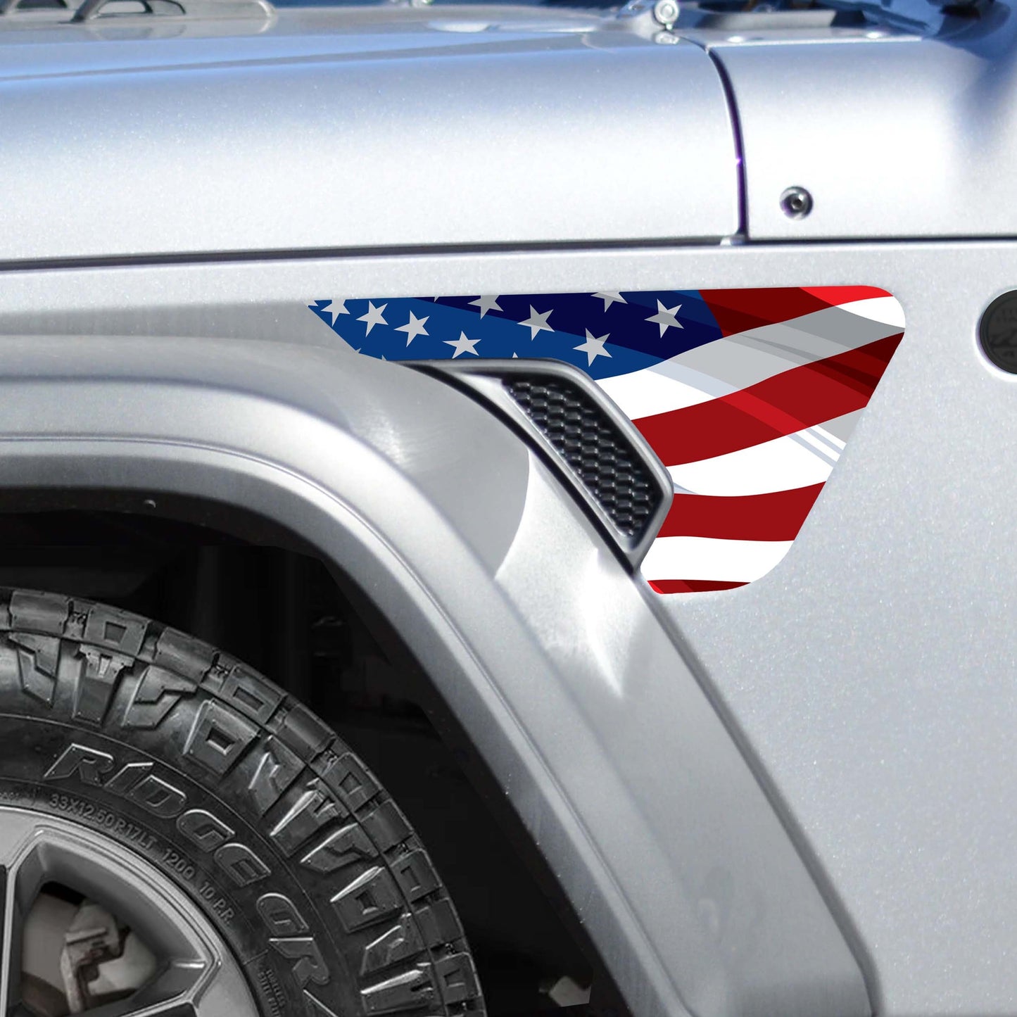 Wavey American Flag Fender Vent Vinyl Decal - Fits Jeep Wrangler JL/Jeep Gladiator JT 2018+