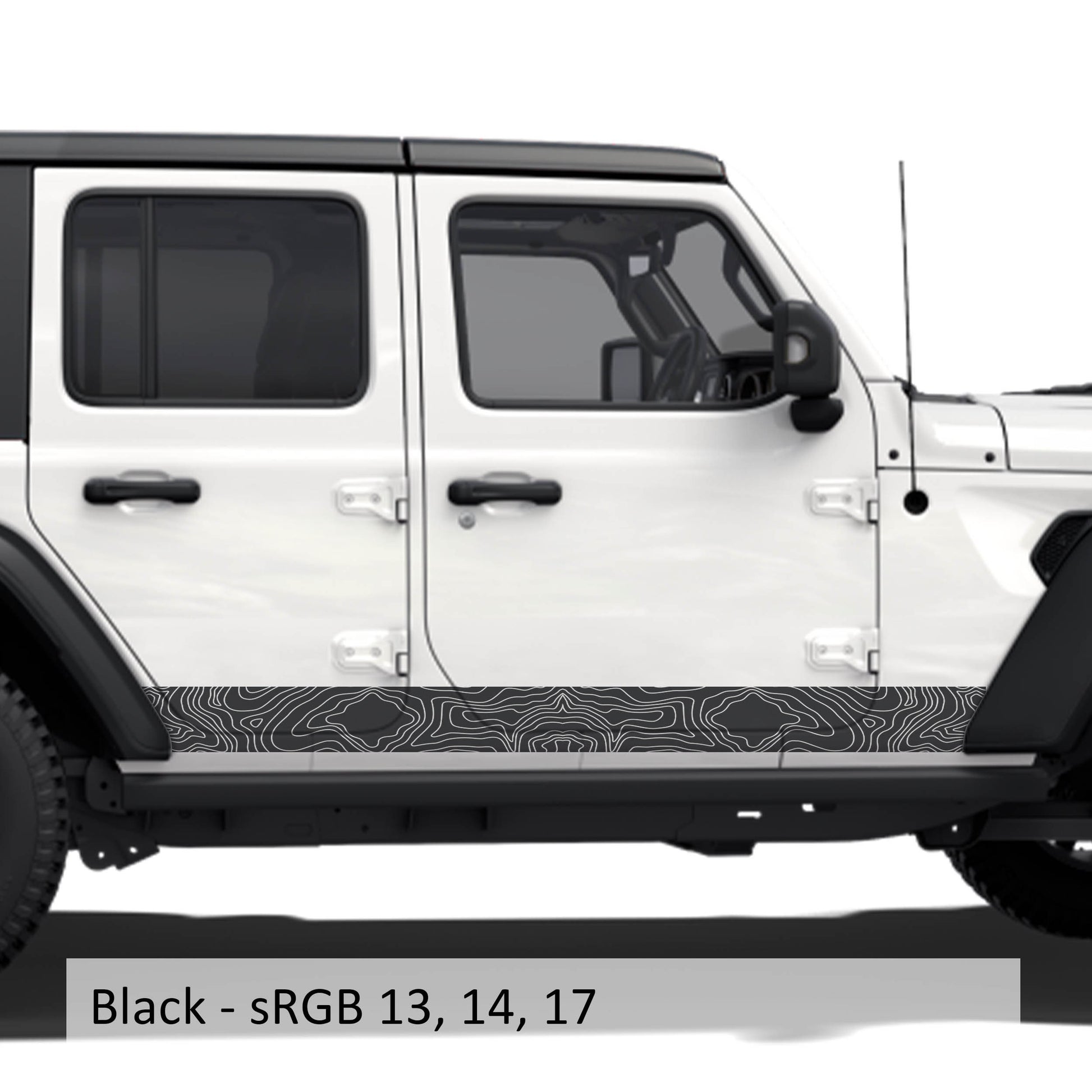 Topographic Body Side Skirt Stripe Kit - Fits 2018 - Current JLU Wrangler Models