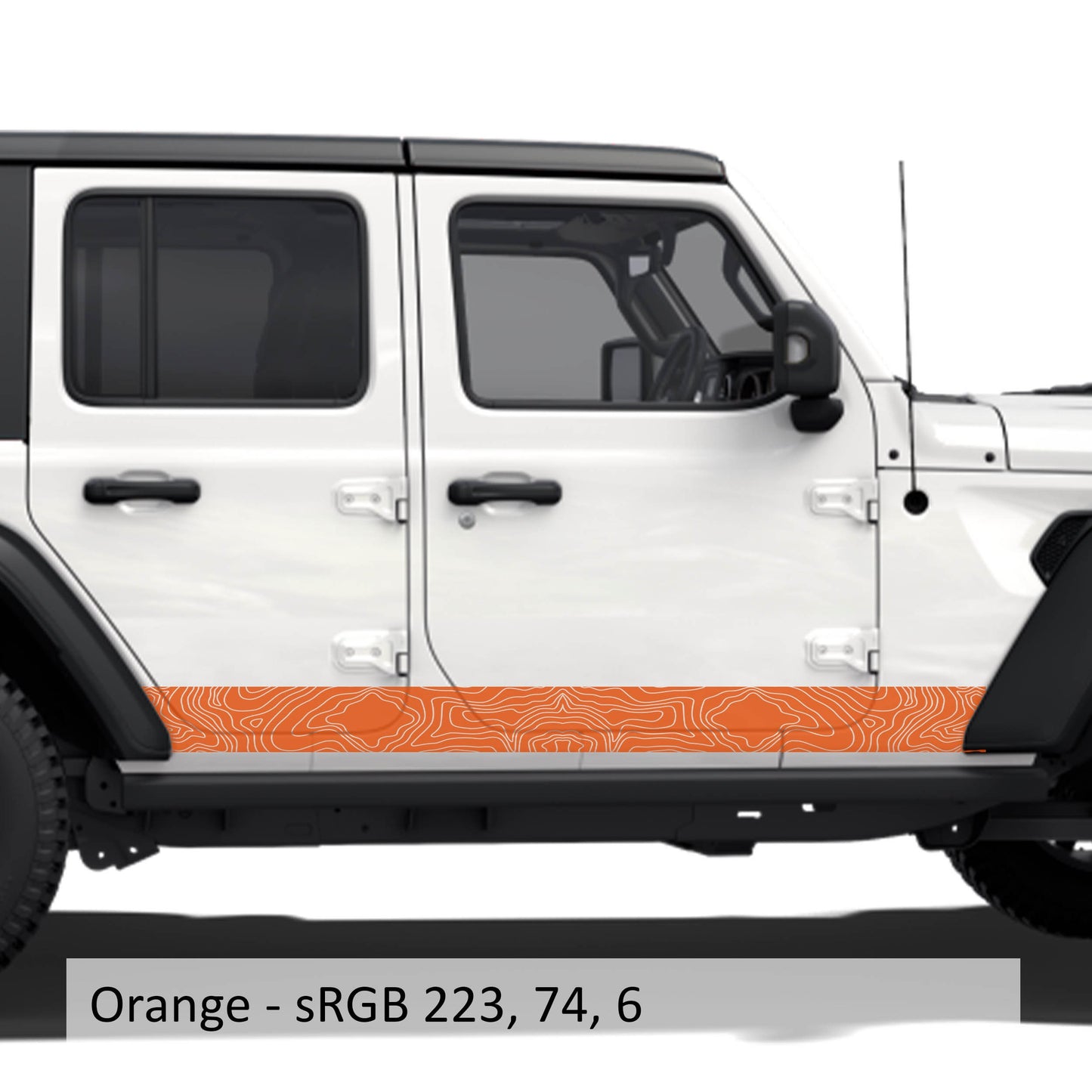 Topographic Body Side Skirt Stripe Kit - Fits 2018 - Current JLU Wrangler Models
