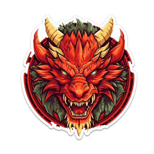 Mounted Red Dragon Head Vinyl Sticker Fantasy RPG Smog Decal for Water Bottle Laptop Tumbler Car DnD Tabletop Gift for Dragon Fans