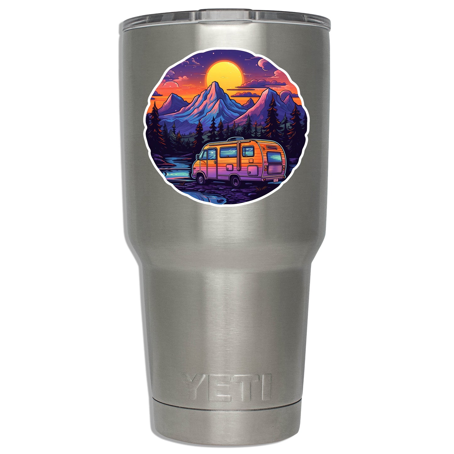 Rocky Mountain Camping Vinyl Sticker RV Nature Scene Hiking Adventure Decal for Water Bottle Laptop Car Tumbler Collectible Gift