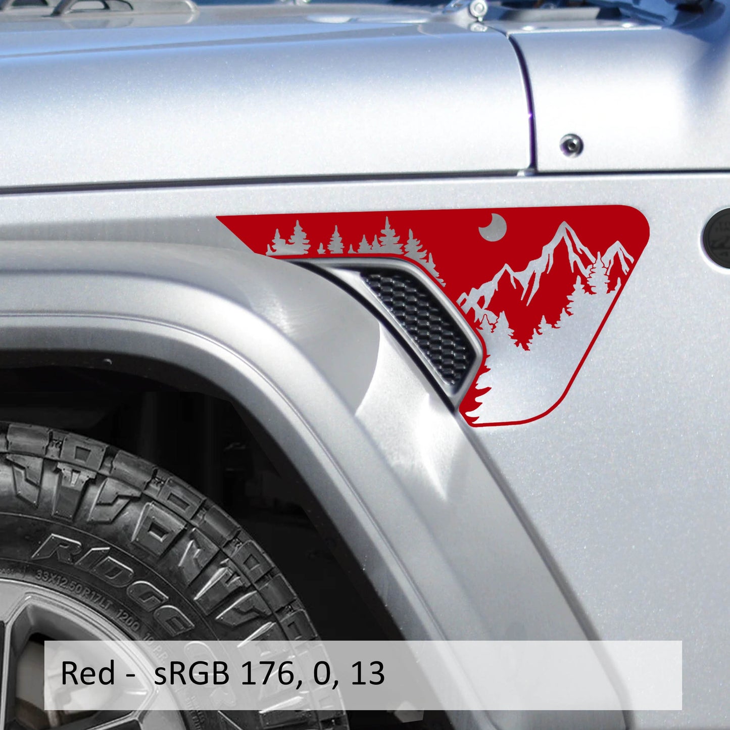 Mountains and Trees Fender Side Vent Vinyl Transfer Decal for Jeep Wrangler JL and Gladiator JT 2018 and Newer Off-Road Design