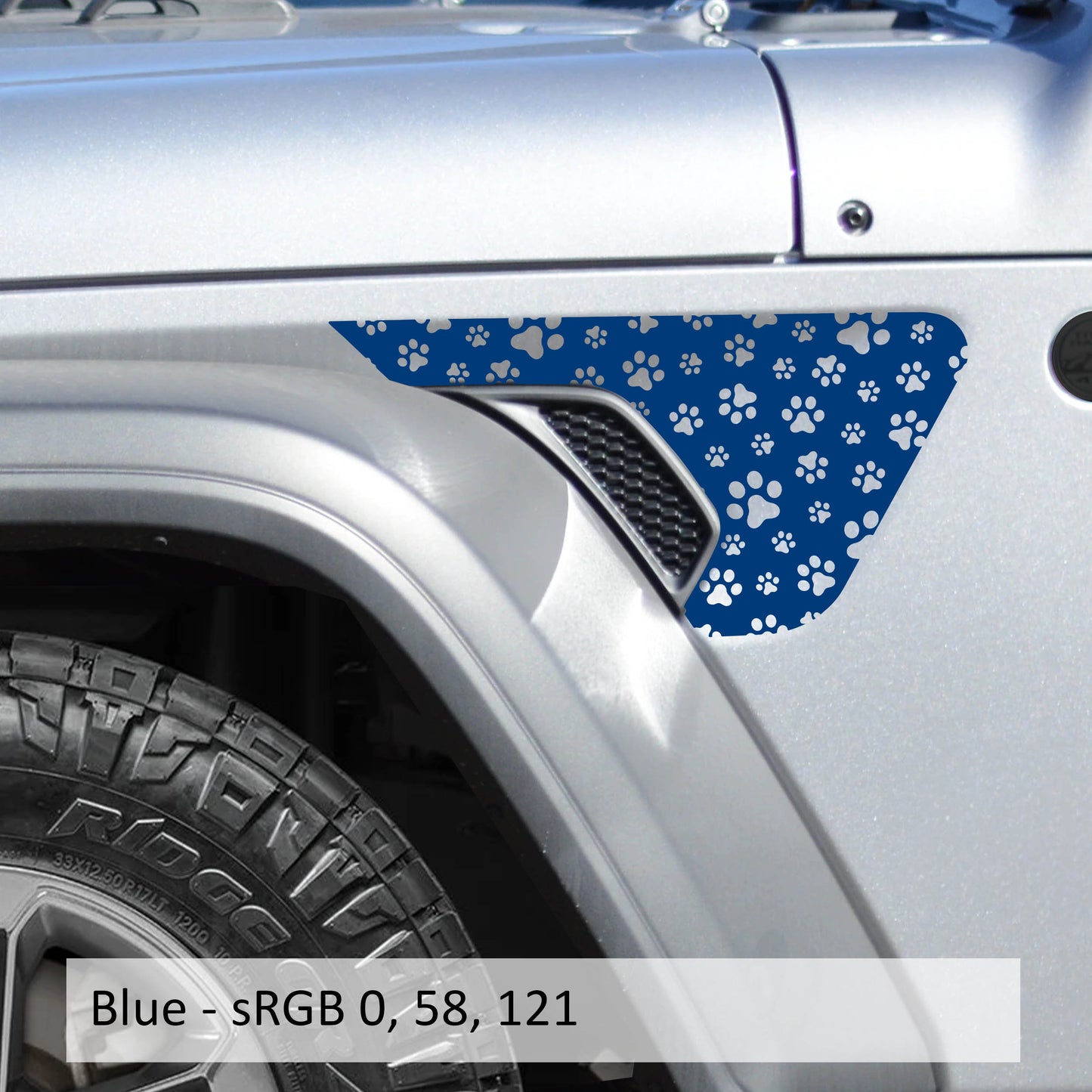 Puppy Dog Paw Print Decal Fender Vent Vinyl Decal - Fits Jeep Wrangler JL/Jeep Gladiator JT 2018+