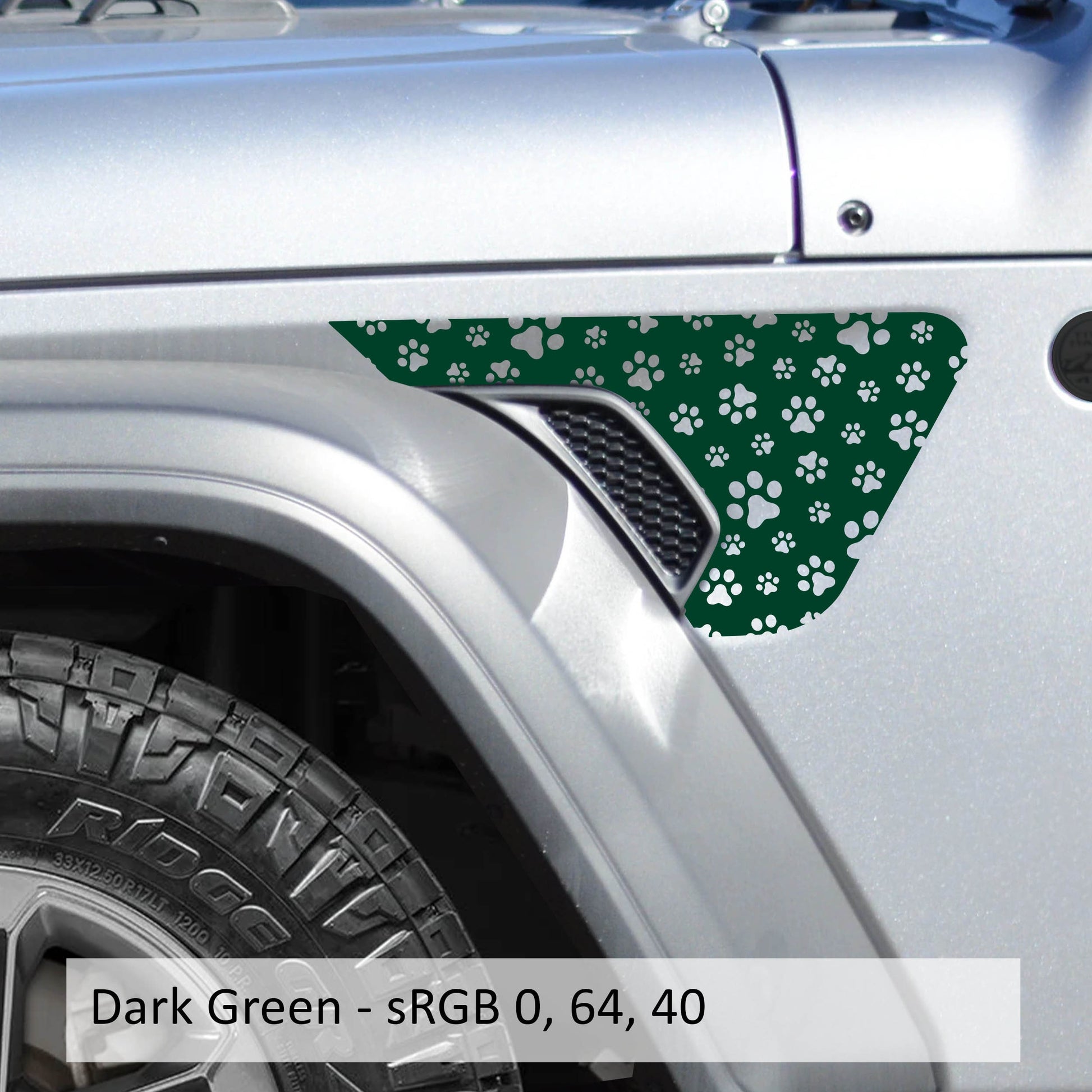 Puppy Dog Paw Print Decal Fender Vent Vinyl Decal - Fits Jeep Wrangler JL/Jeep Gladiator JT 2018+