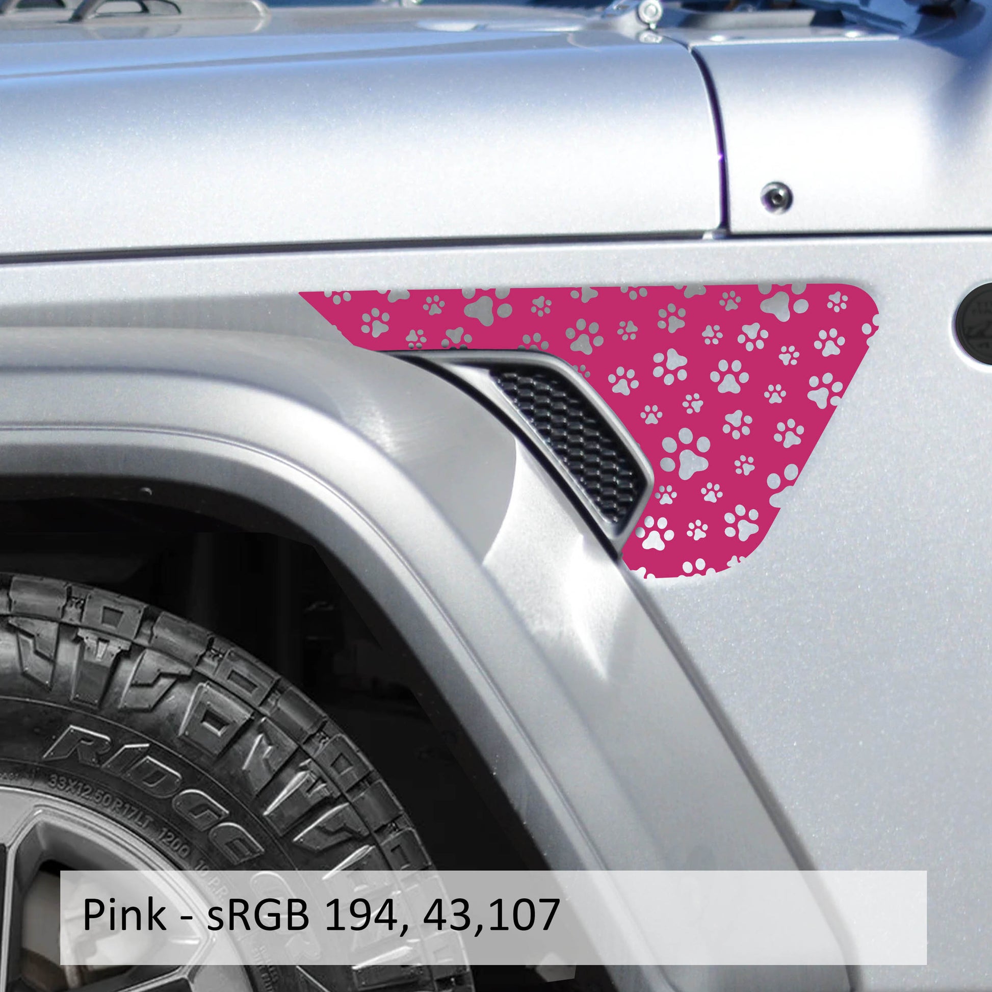 Puppy Dog Paw Print Decal Fender Vent Vinyl Decal - Fits Jeep Wrangler JL/Jeep Gladiator JT 2018+