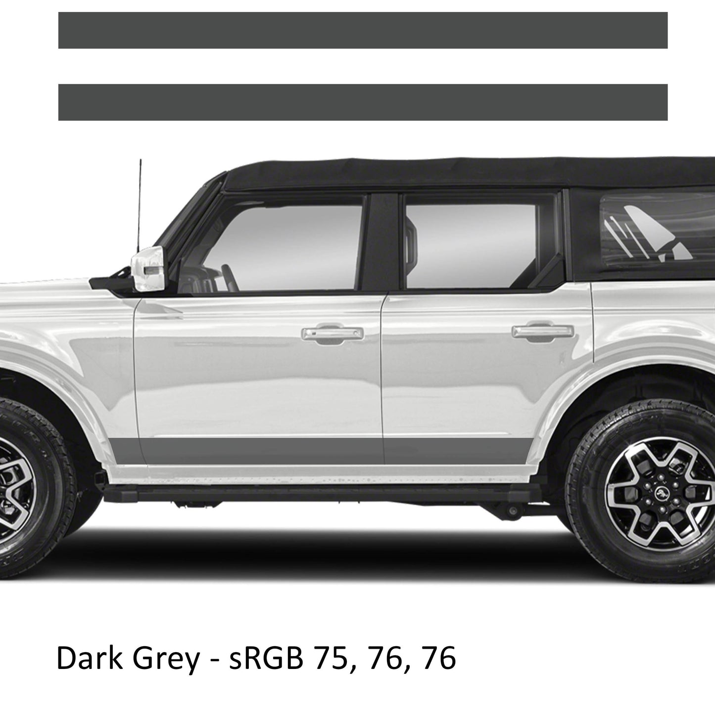 Blackout Side Skirt Rocker Panel Stripe Kit Decals Fits Ford Bronco (4 Door) 2020 - Current