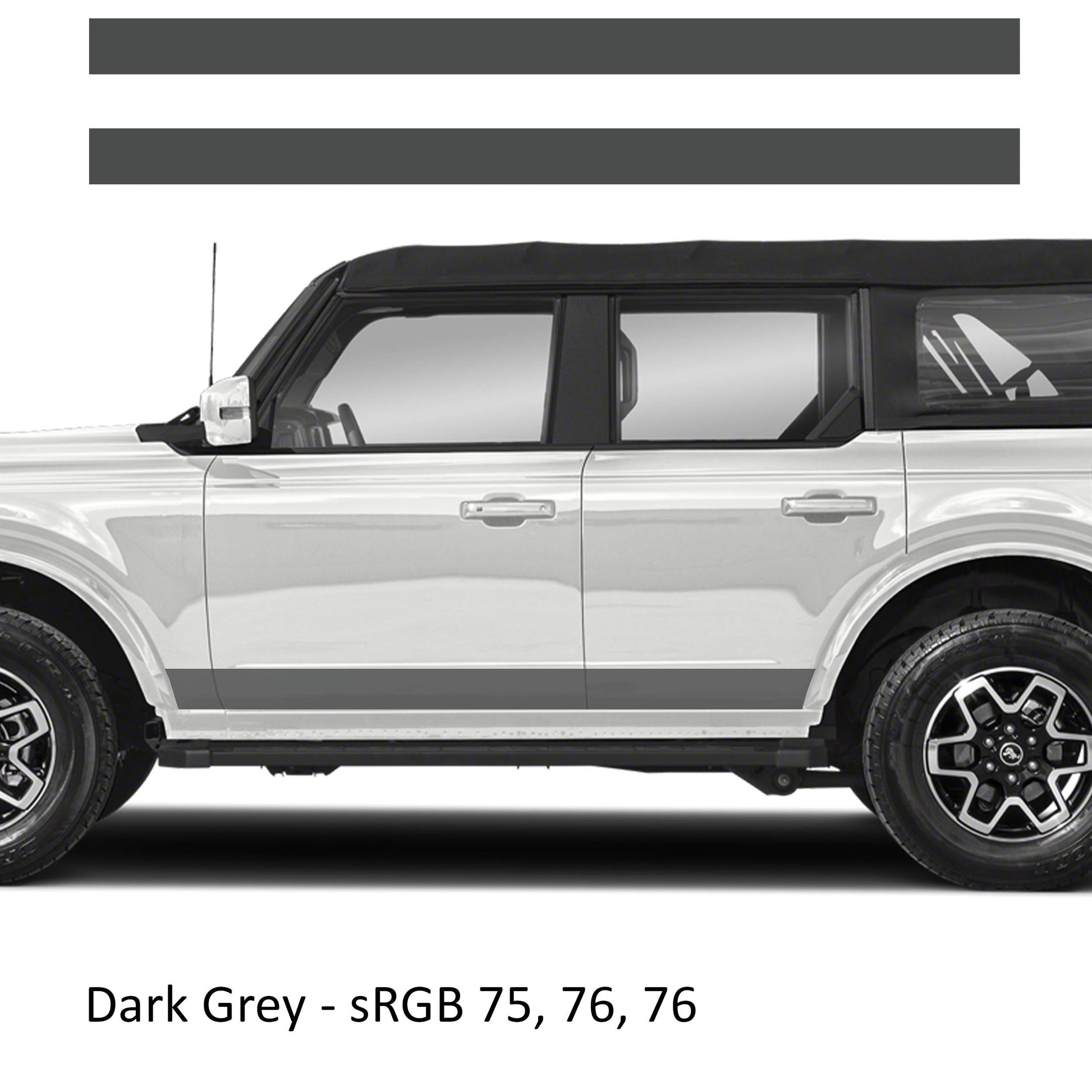 Blackout Side Skirt Rocker Panel Stripe Kit Decals Fits Ford Bronco (4 Door) 2020 - Current