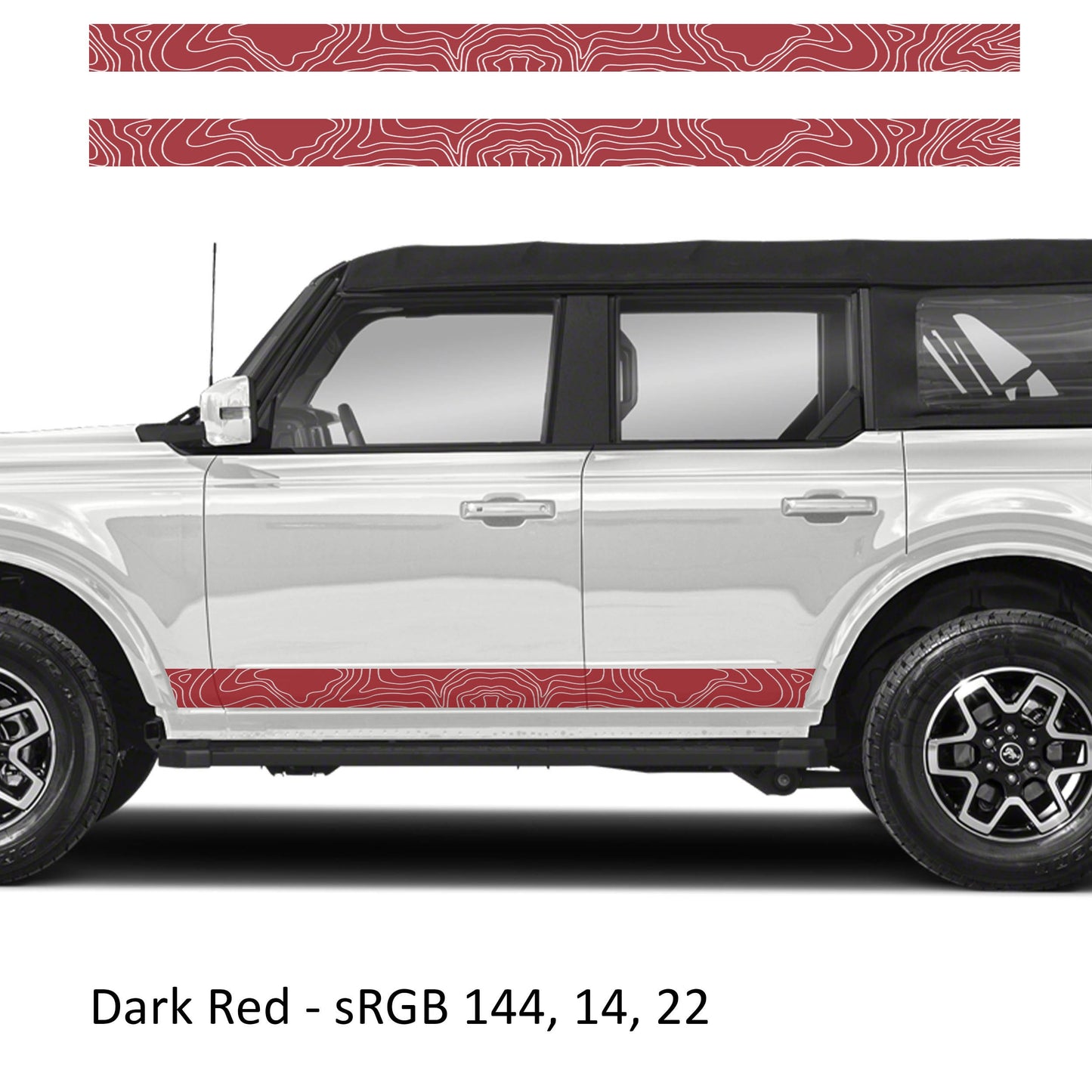 Topographic Side Skirt Stripe Kit Decals Fits Ford Bronco (4 Door) 2020 - Current