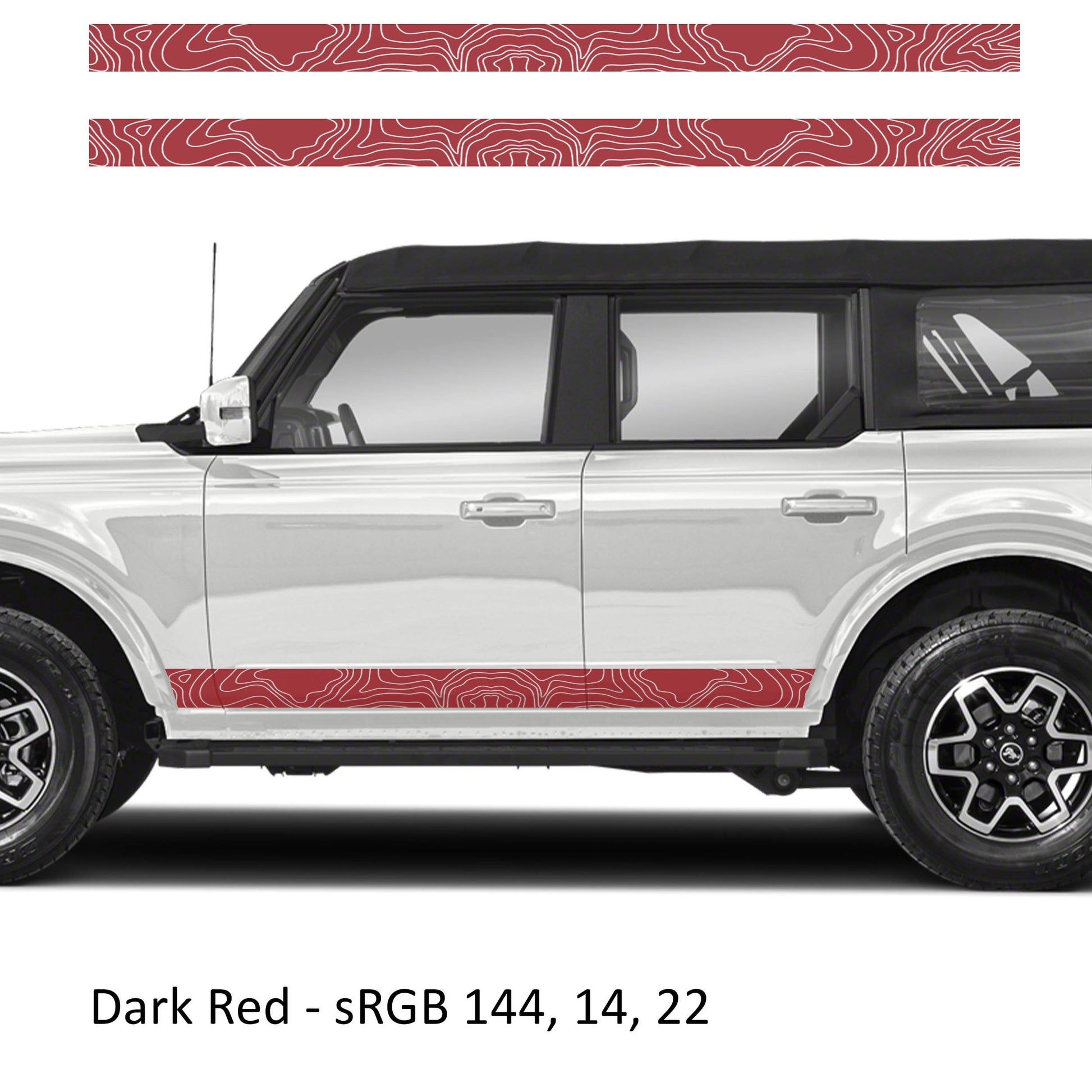 Topographic Side Skirt Stripe Kit Decals Fits Ford Bronco (4 Door) 2020 - Current