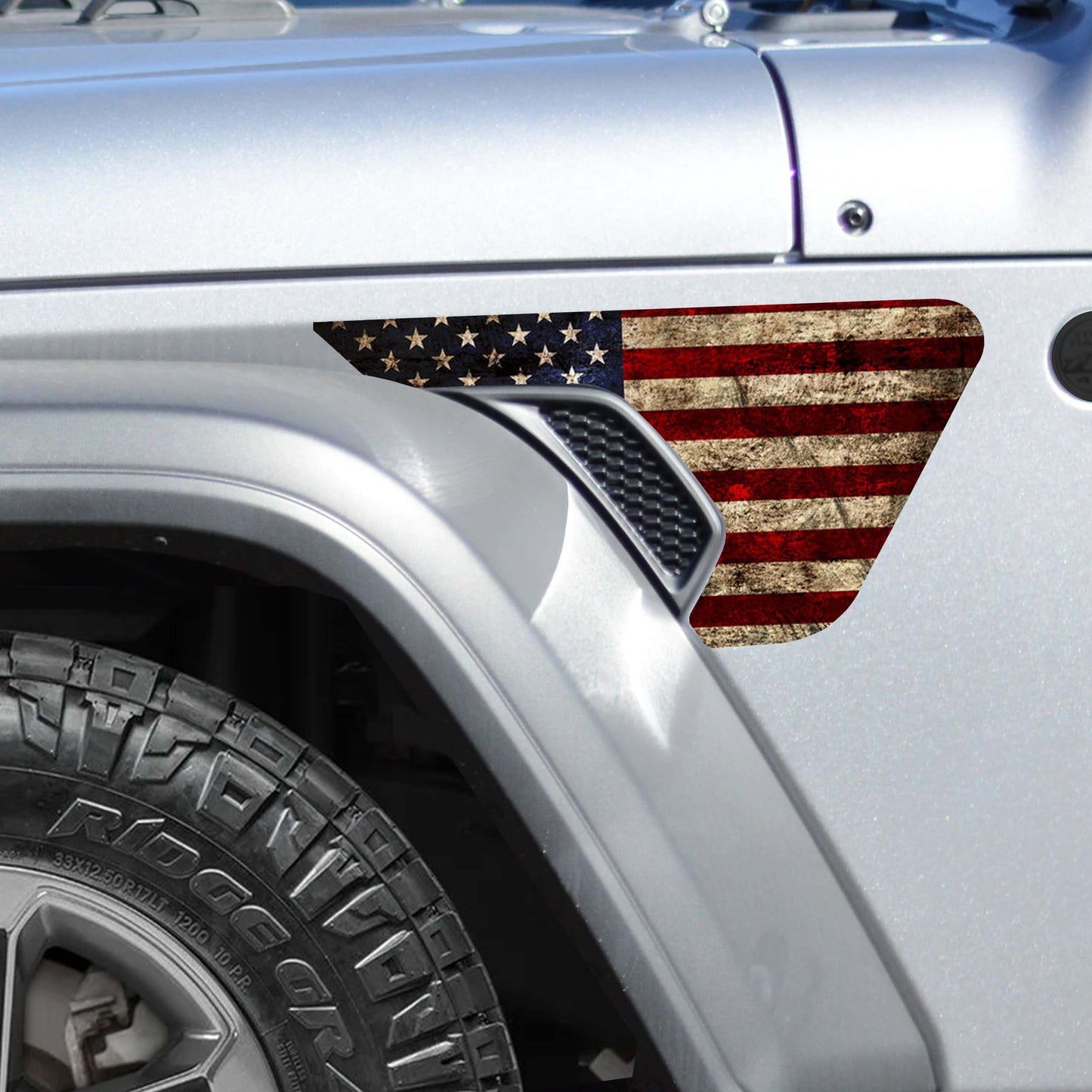 Rustic Old Glory Fender Vent Vinyl Decal - Fits Jeep Wrangler JL/Jeep Gladiator JT 2018+
