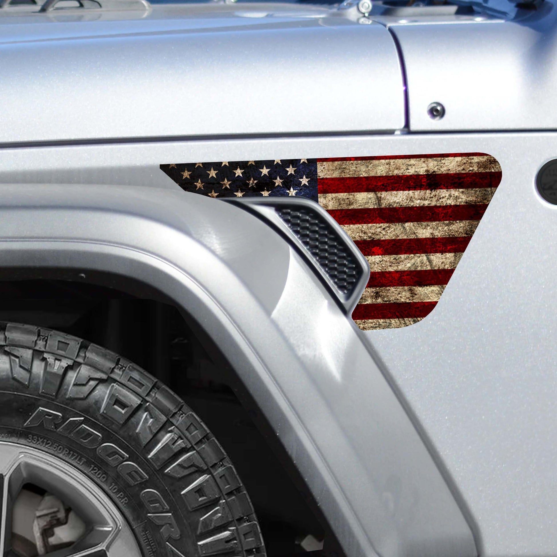 Rustic Old Glory Fender Vent Vinyl Decal - Fits Jeep Wrangler JL/Jeep Gladiator JT 2018+