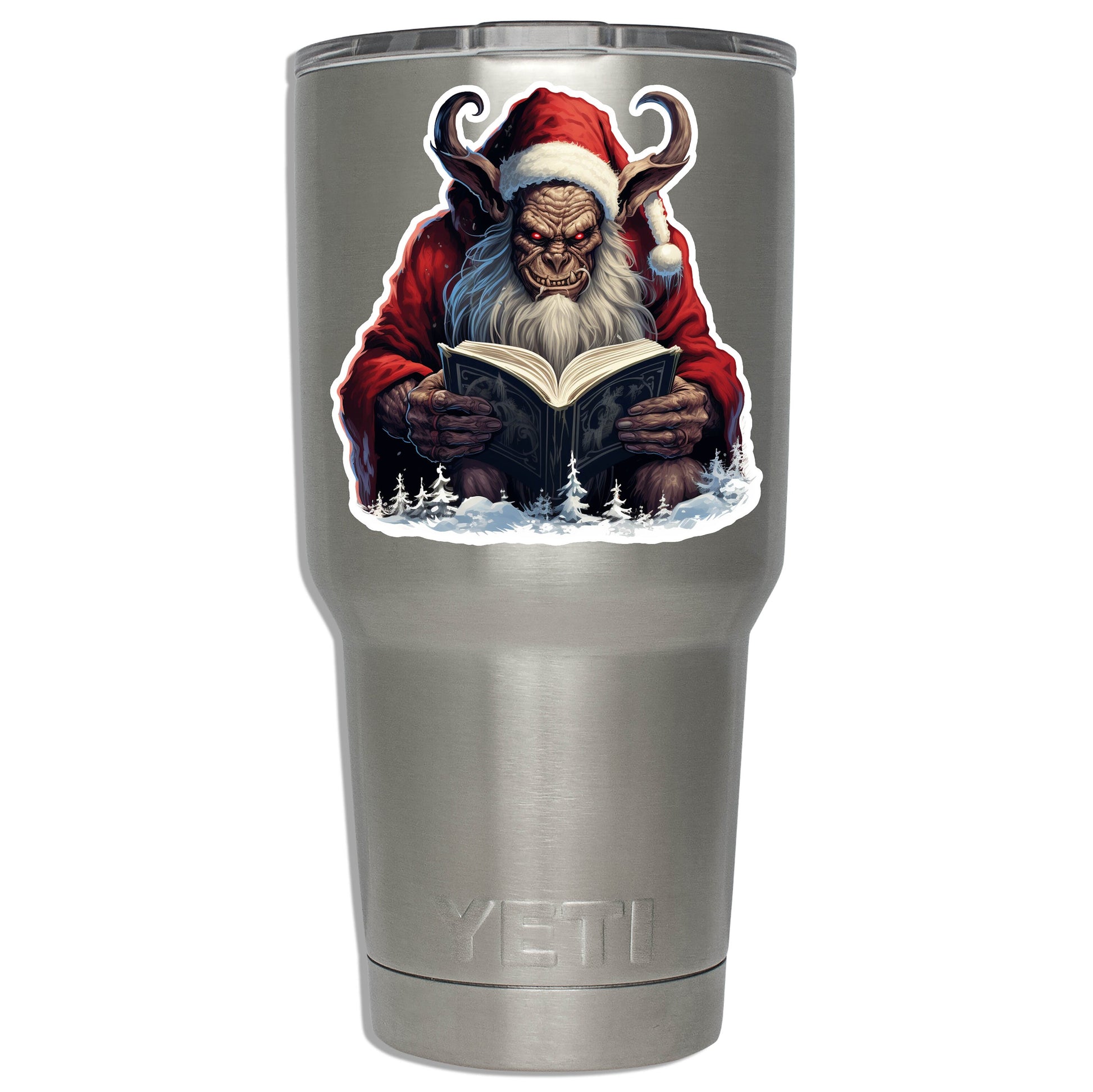 Christmas Storytime with Krampus Vinyl Sticker Dark Holiday Horror Sticker for Laptop Tumbler Notebook Journal Goth Christmas Gift
