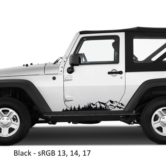 Mountain Forest 2Pcs Jk Lower Rocker Vinyl Decal Fits Jeep Wrangler Jk 2 Door 2007 - 2018