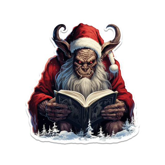 Christmas Storytime with Krampus Vinyl Sticker Dark Holiday Horror Sticker for Laptop Tumbler Notebook Journal Goth Christmas Gift