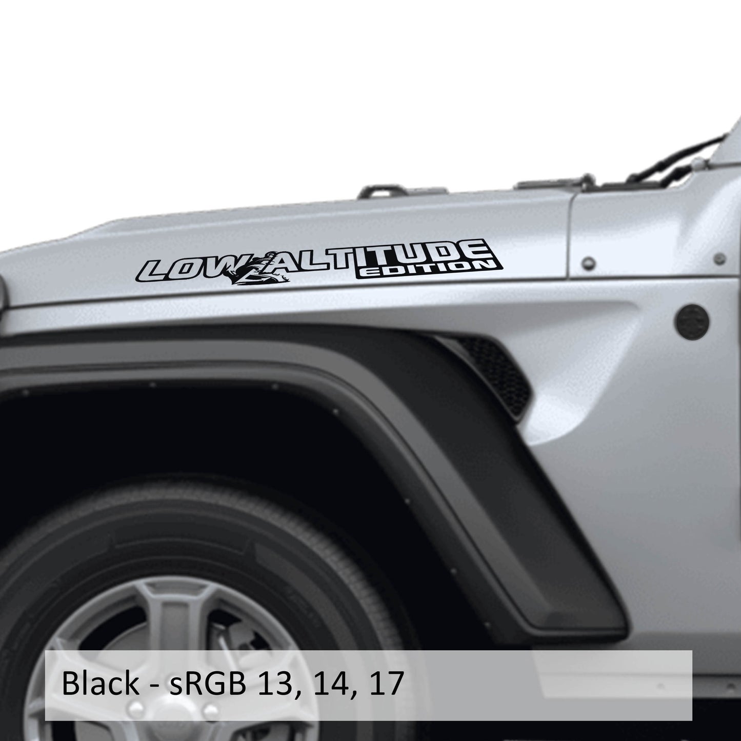 Low Altitude Edition Vinyl Transfer Hood Decals, Custom Off-Road Graphics for Jeep Wrangler JL and Gladiator JT, Durable Unique Design