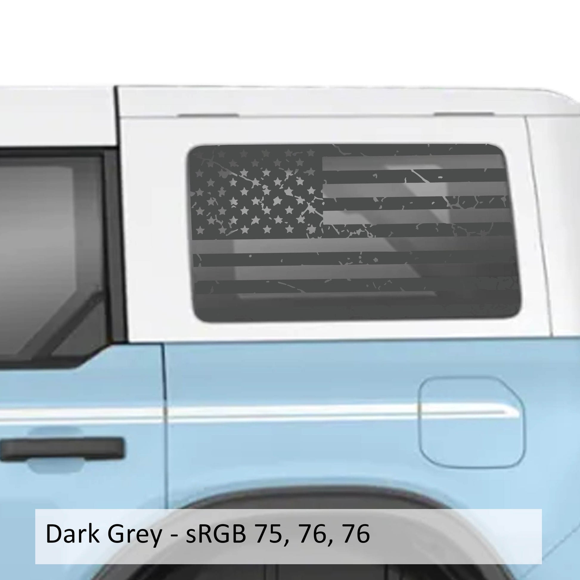 Tattered American Flag Rear Quarter Window Decals for 2021 and Newer 4 Door Bronco Hardtops Patriotic Off-Road Design