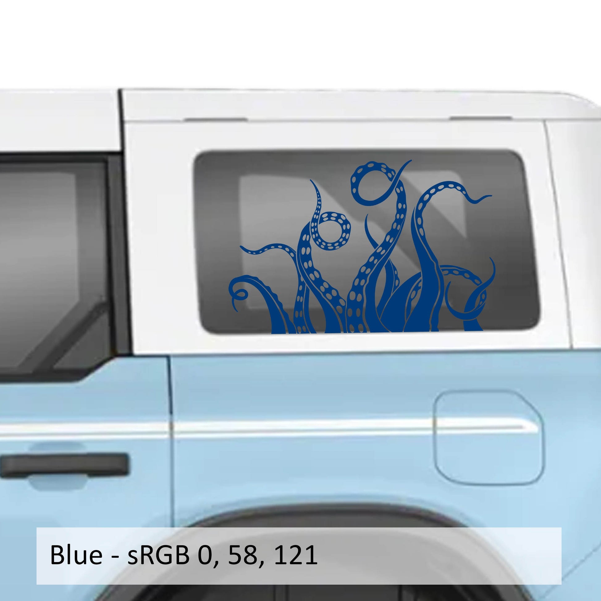 Kraken Octopus Tentacles Rear Quarter Window Decals for 2021 and Newer 4 Door Bronco Hardtops Durable Custom Design