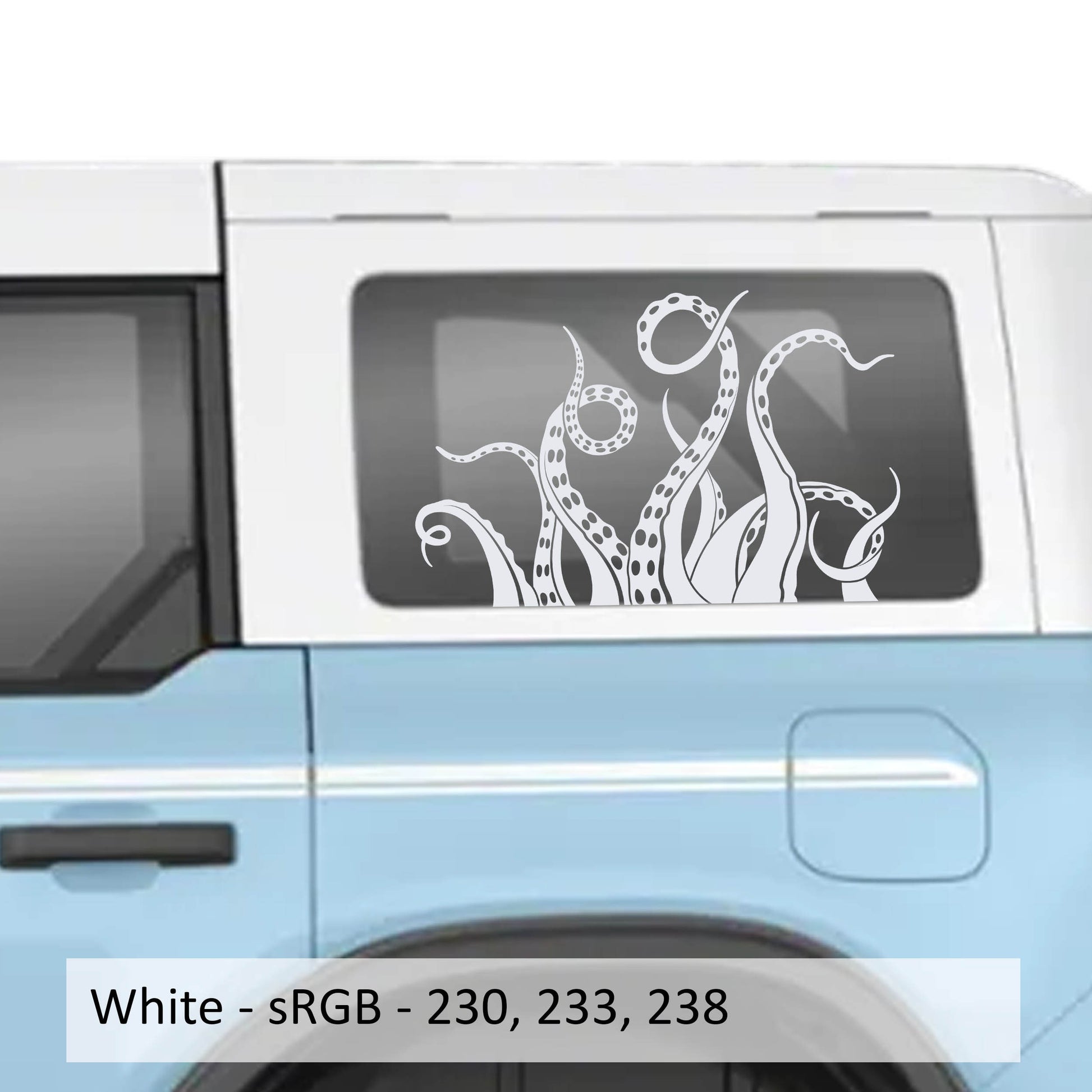 Kraken Octopus Tentacles Rear Quarter Window Decals for 2021 and Newer 4 Door Bronco Hardtops Durable Custom Design