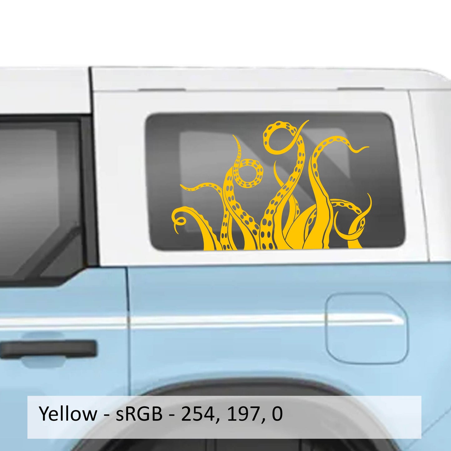 Kraken Octopus Tentacles Rear Quarter Window Decals for 2021 and Newer 4 Door Bronco Hardtops Durable Custom Design