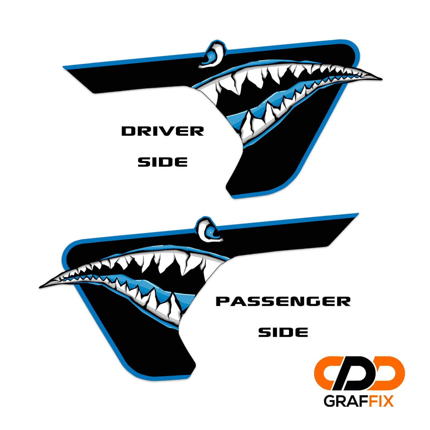 Blue Bordered P-51 Mustang Fender Vent Graphic Decal Set - Fits Jeep Wrangler JL/Jeep Gladiator JT 2018+