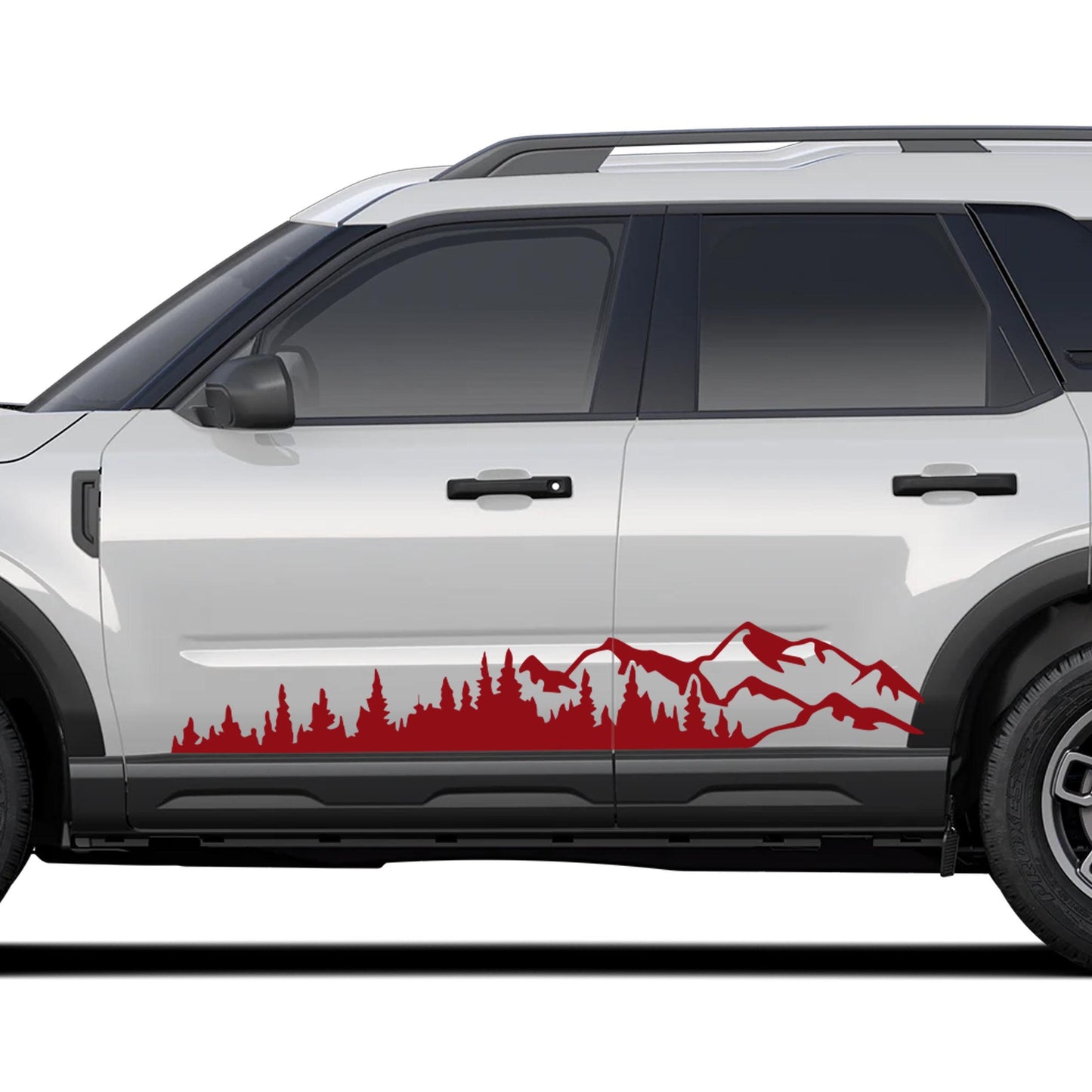Mountain Forest 2Pcs Side Panel Vinyl Decal Fits Ford Bronco Sport (4 Door) 2020 - Current