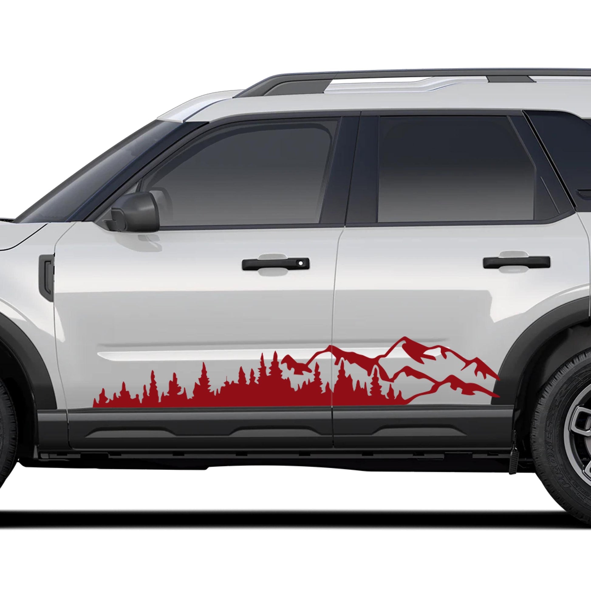 Mountain Forest 2Pcs Side Panel Vinyl Decal Fits Ford Bronco Sport (4 Door) 2020 - Current