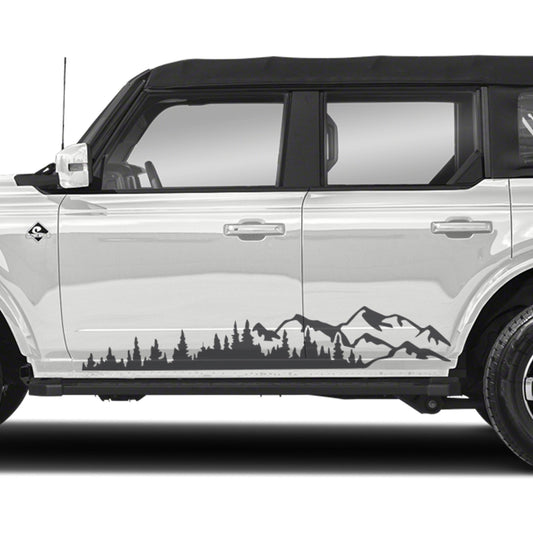 Mountain Forest 2Pcs Side Panel Vinyl Decal Fits Ford Bronco (4 Door) 2020 - Current