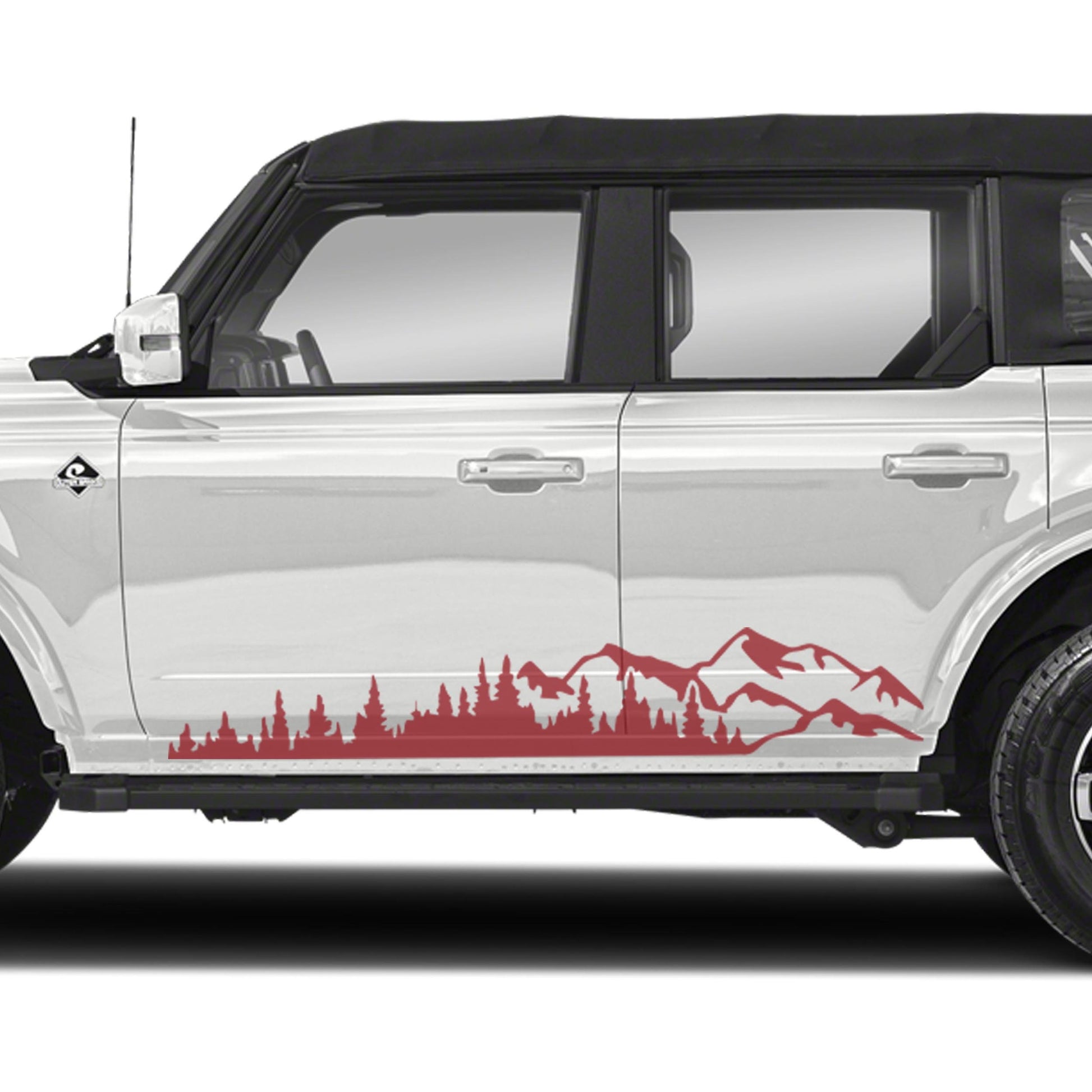 Mountain Forest 2Pcs Side Panel Vinyl Decal Fits Ford Bronco (4 Door) 2020 - Current