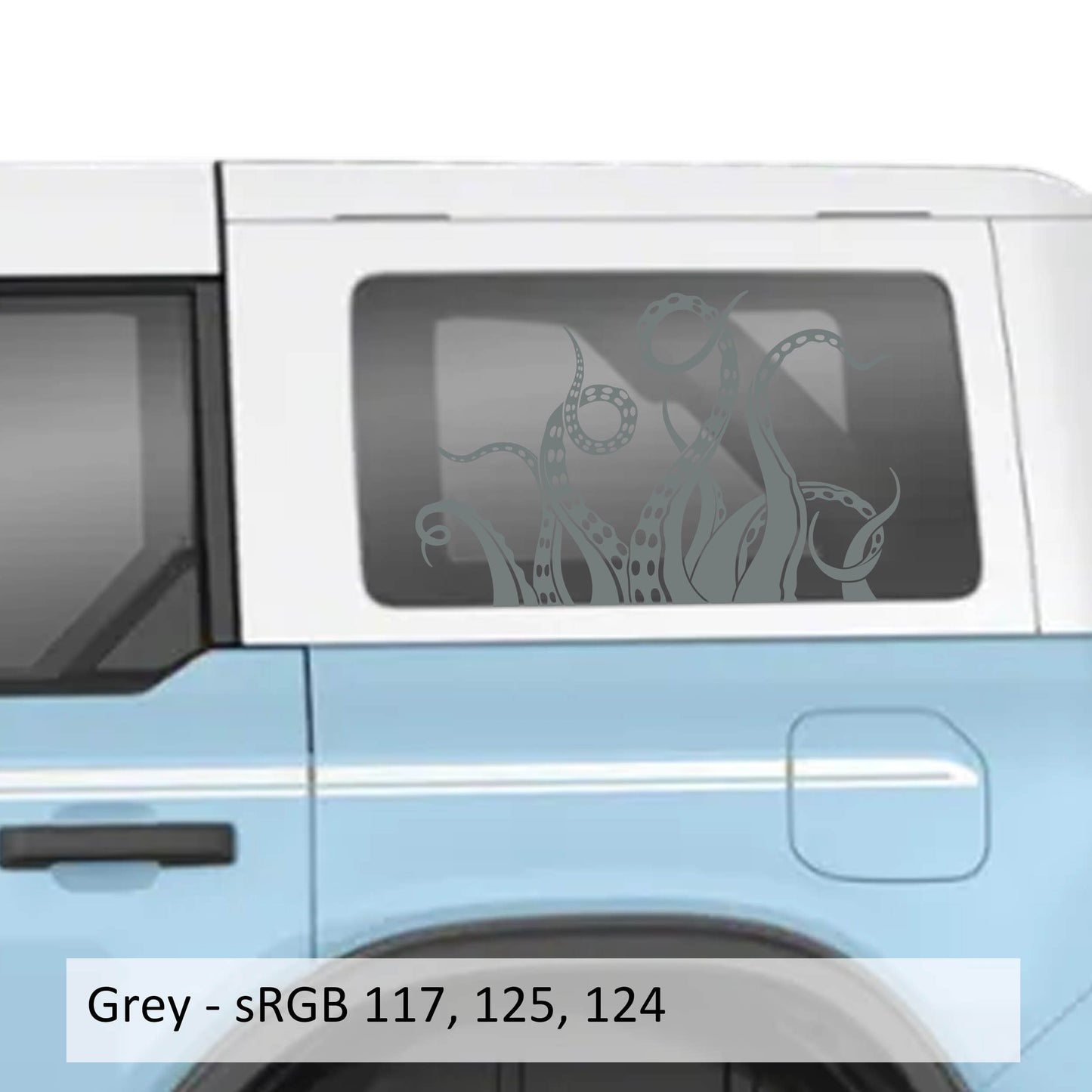 Kraken Octopus Tentacles Rear Quarter Window Decals for 2021 and Newer 4 Door Bronco Hardtops Durable Custom Design