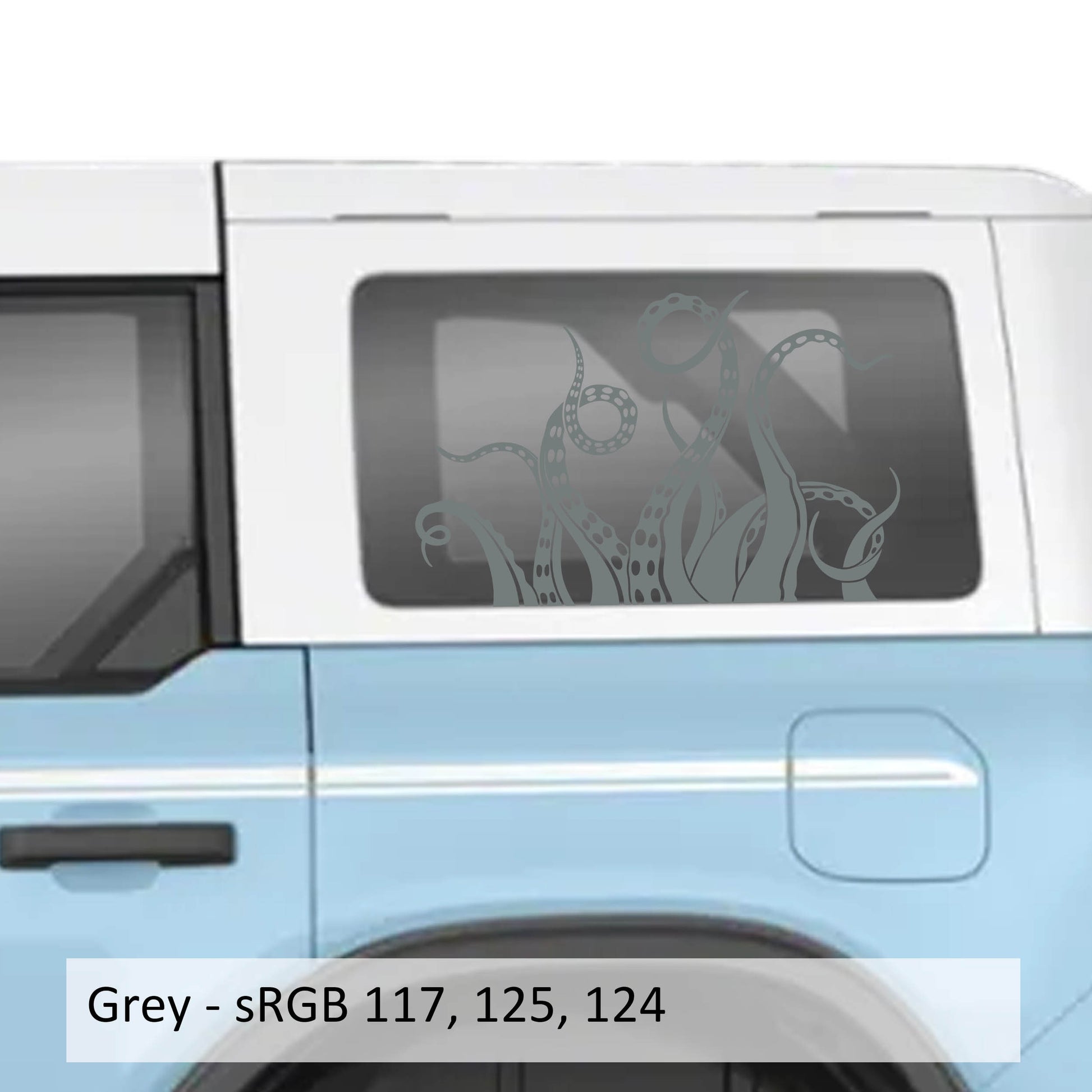 Kraken Octopus Tentacles Rear Quarter Window Decals for 2021 and Newer 4 Door Bronco Hardtops Durable Custom Design