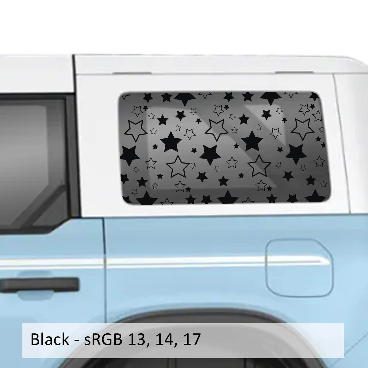 Starfield Pattern Rear Quarter Window Decals Fits 2021+ 4 Door Bronco Hardtops