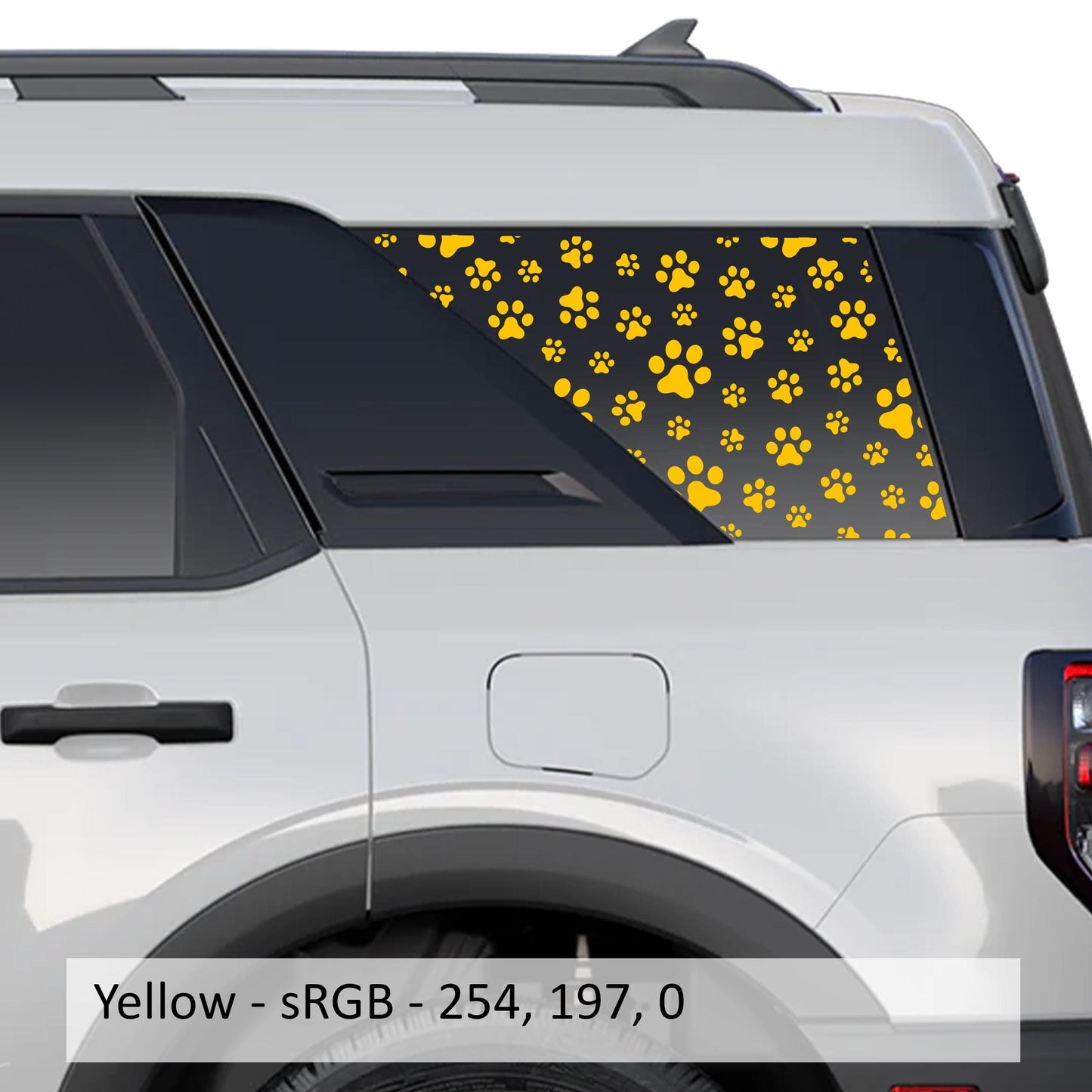 Puppy Paw Print Rear Quarter Window Decals Fits 2021+ Bronco Sport