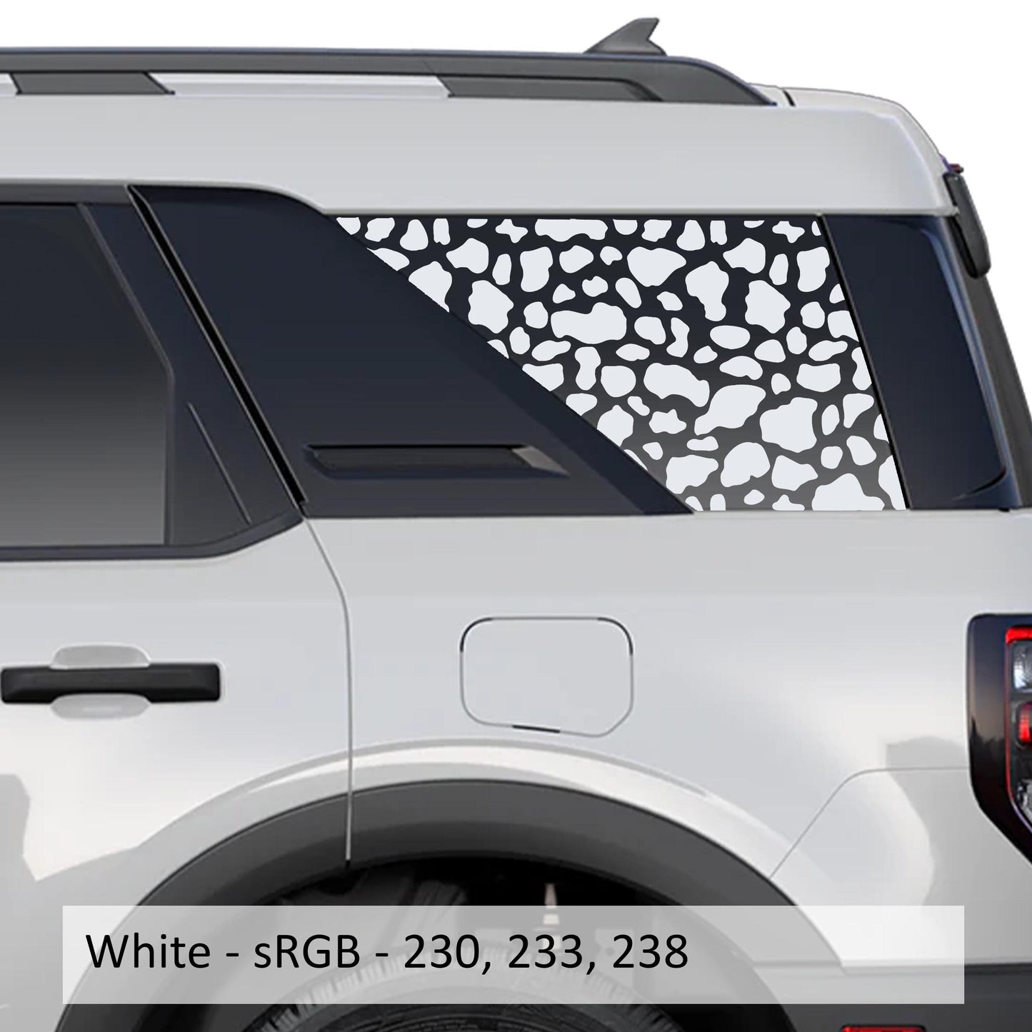 Cow Print Rear Quarter Window Decals Fits 2021+ Bronco Sport